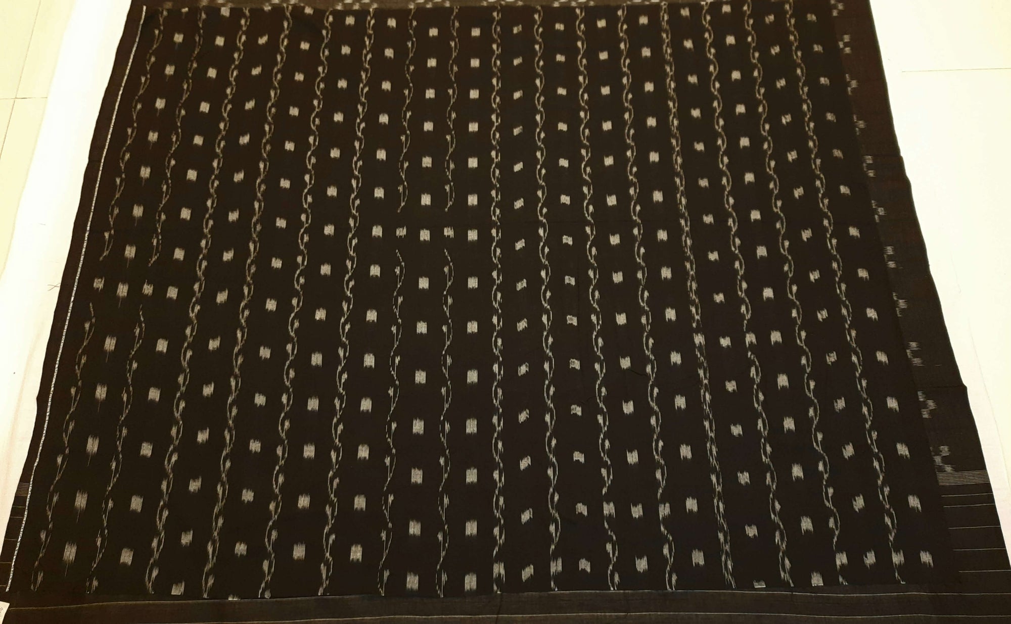 Grey Odisha Ikat saree with cotton ikat blouse piece