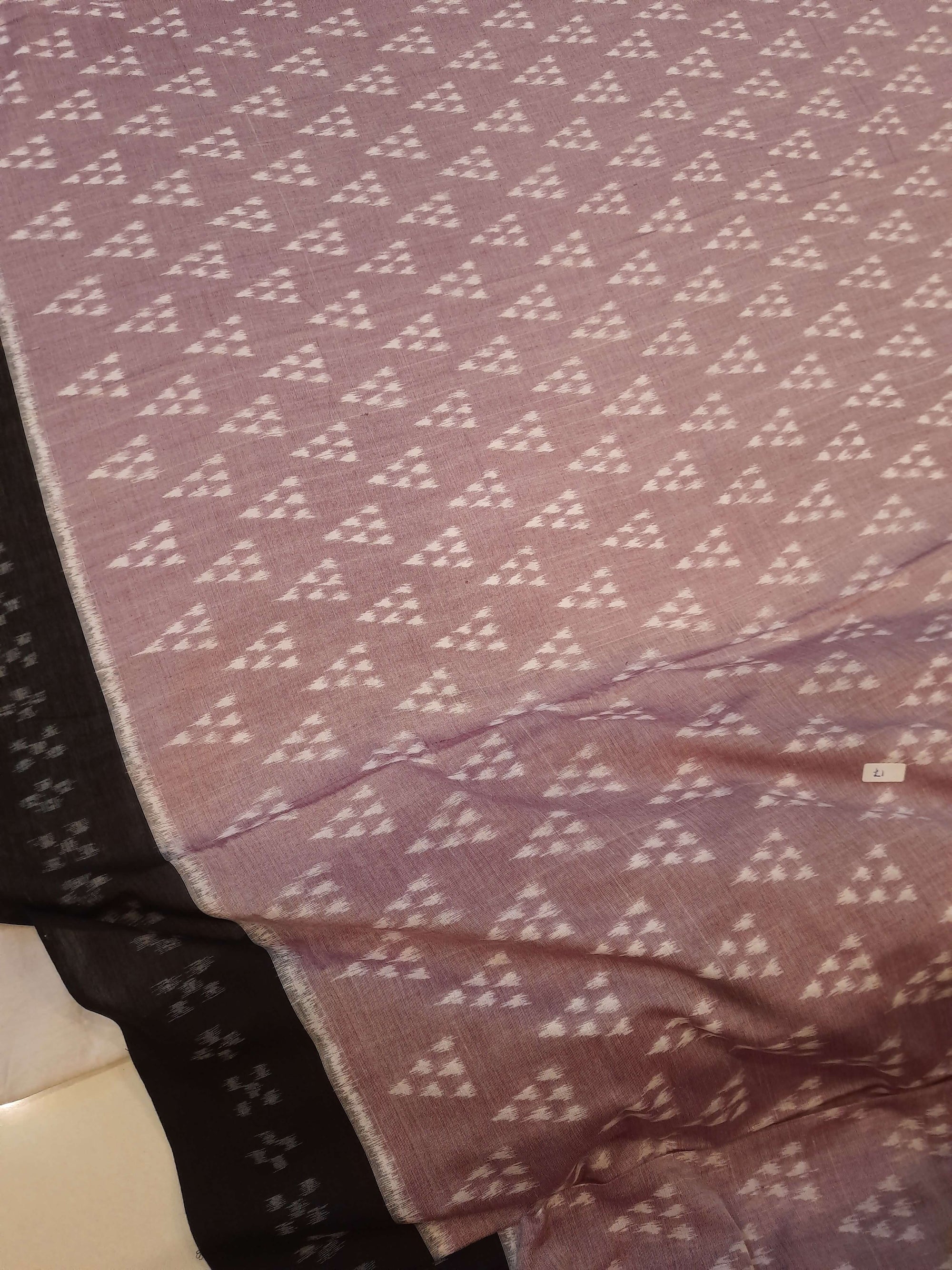 Light Lavender Odisha Ikat saree with cotton ikat blouse piece