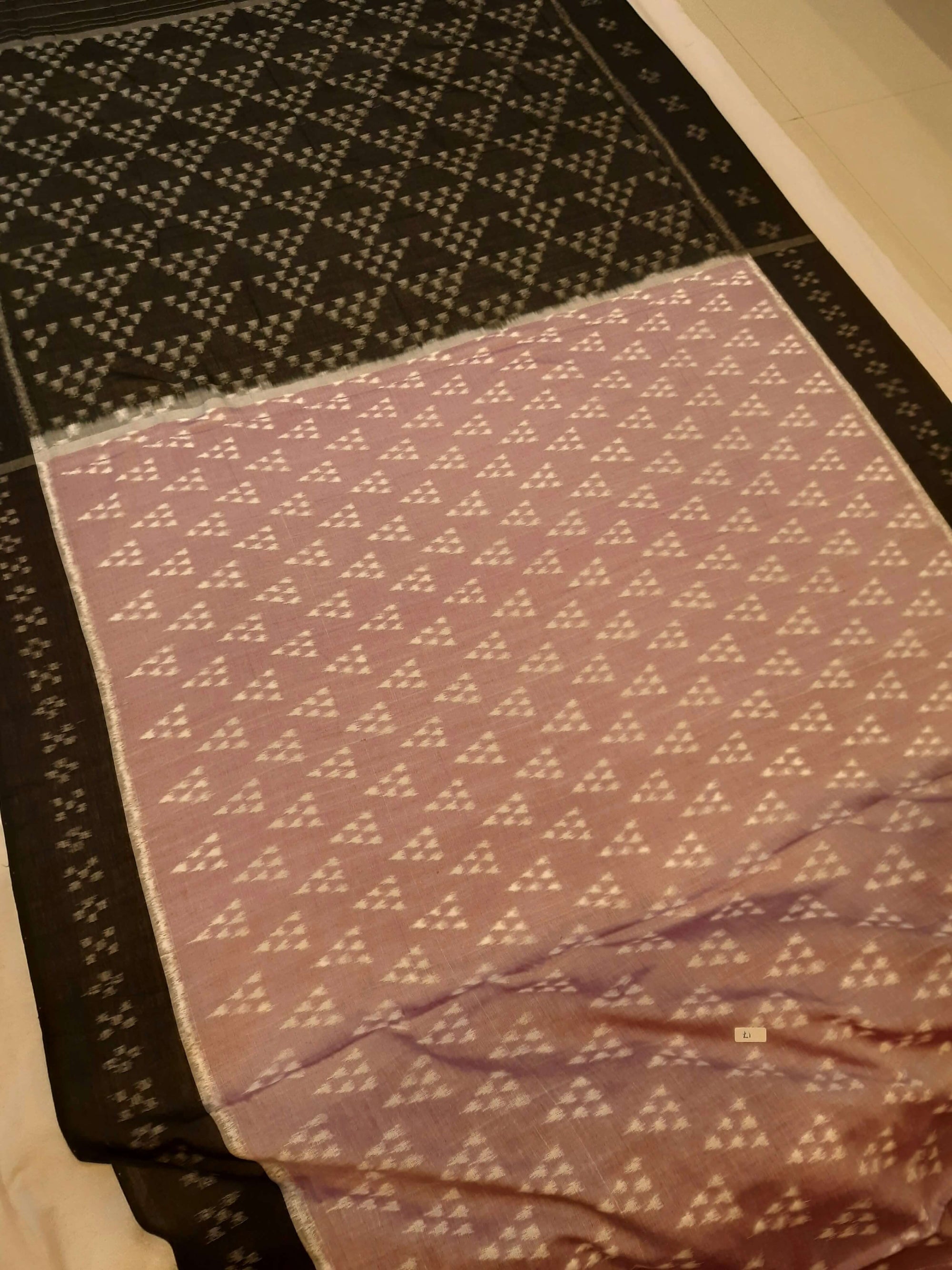 Light Lavender Odisha Ikat saree with cotton ikat blouse piece