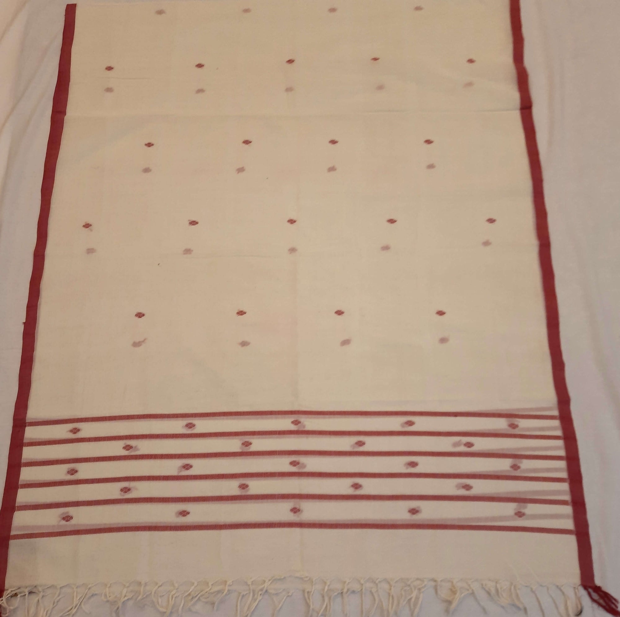 White  Odisha Cotton Ikat Dupatta