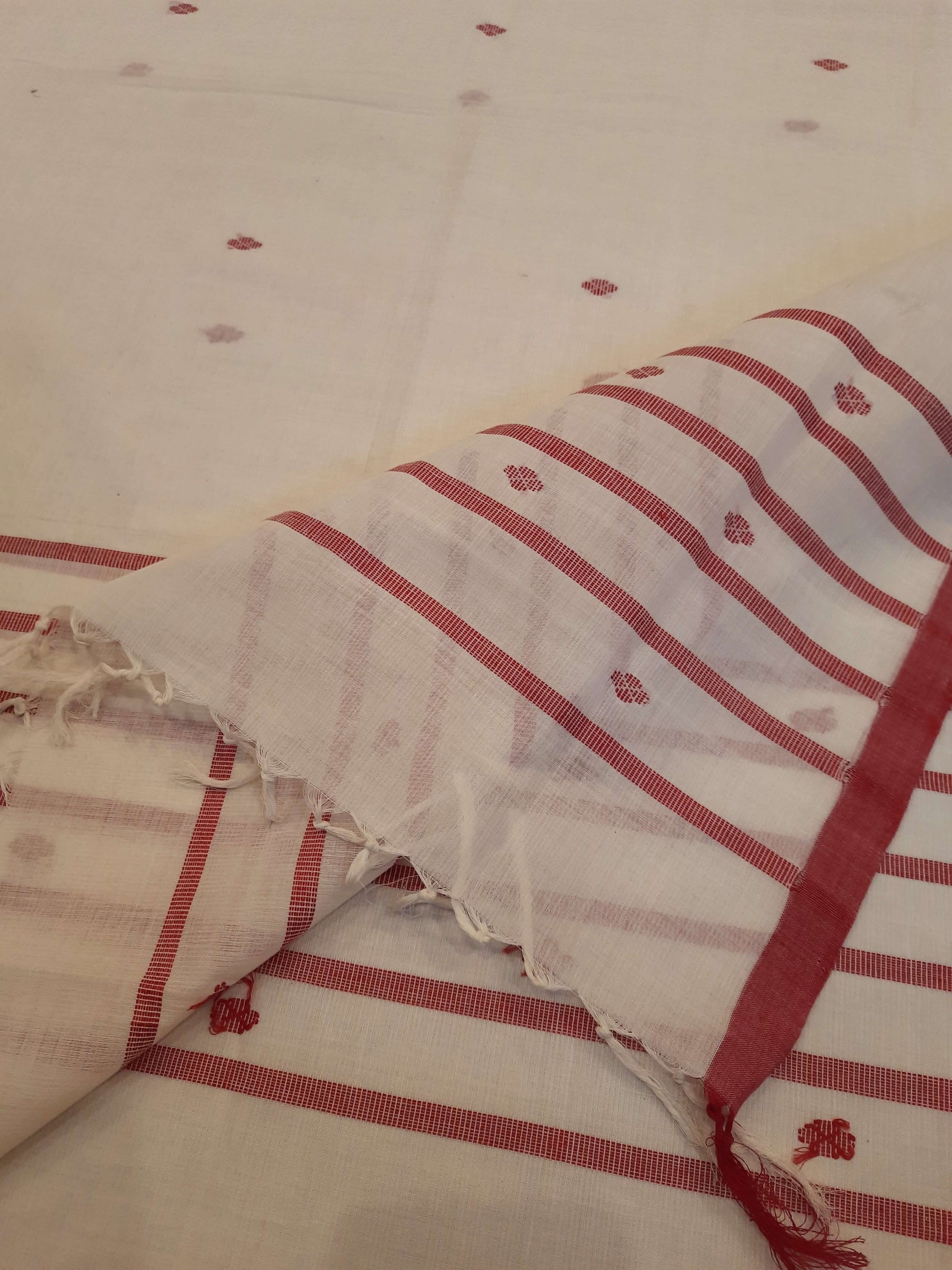 White  Odisha Cotton Ikat Dupatta