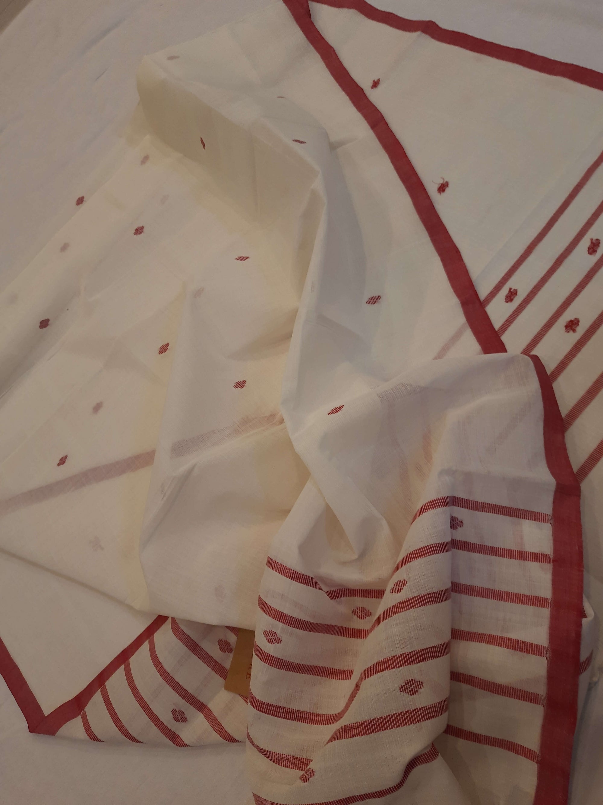 White  Odisha Cotton Ikat Dupatta