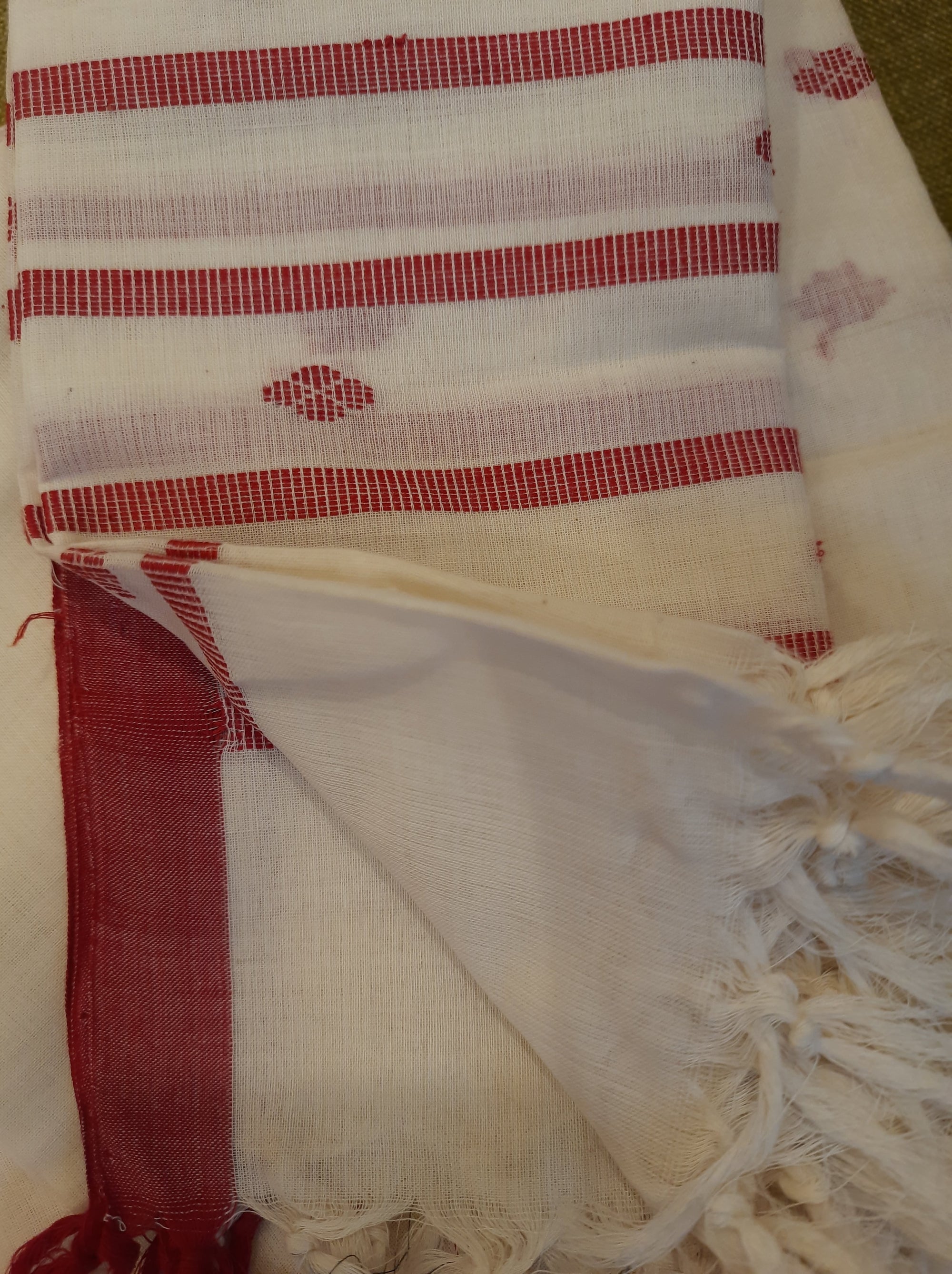 White  Odisha Cotton Ikat Dupatta