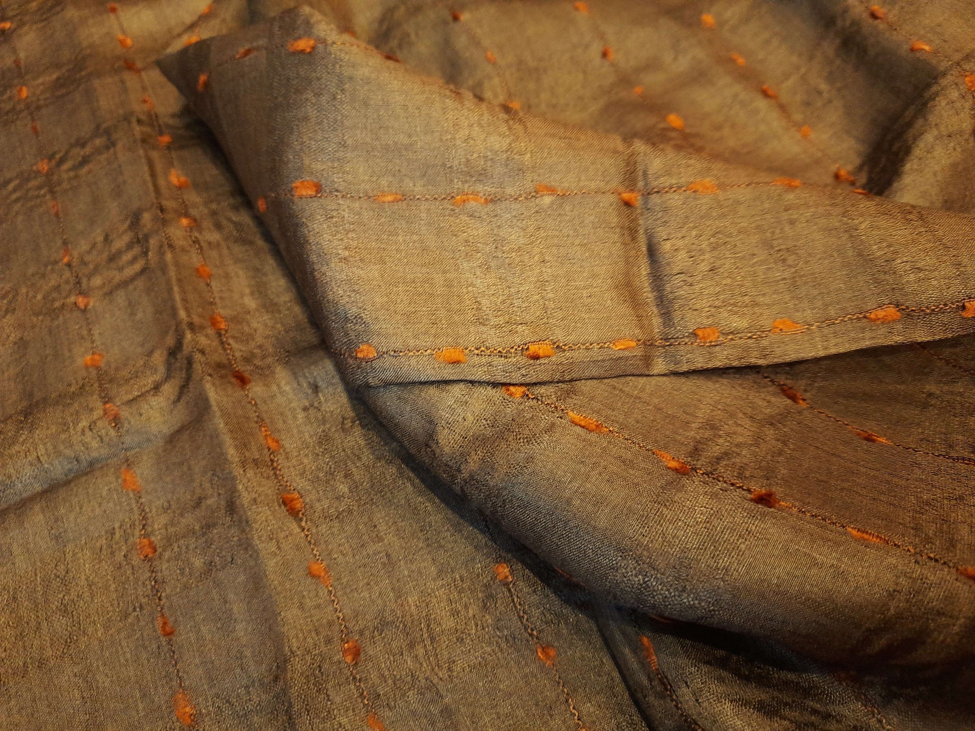 Brown Tussar Silk Ikat Stole