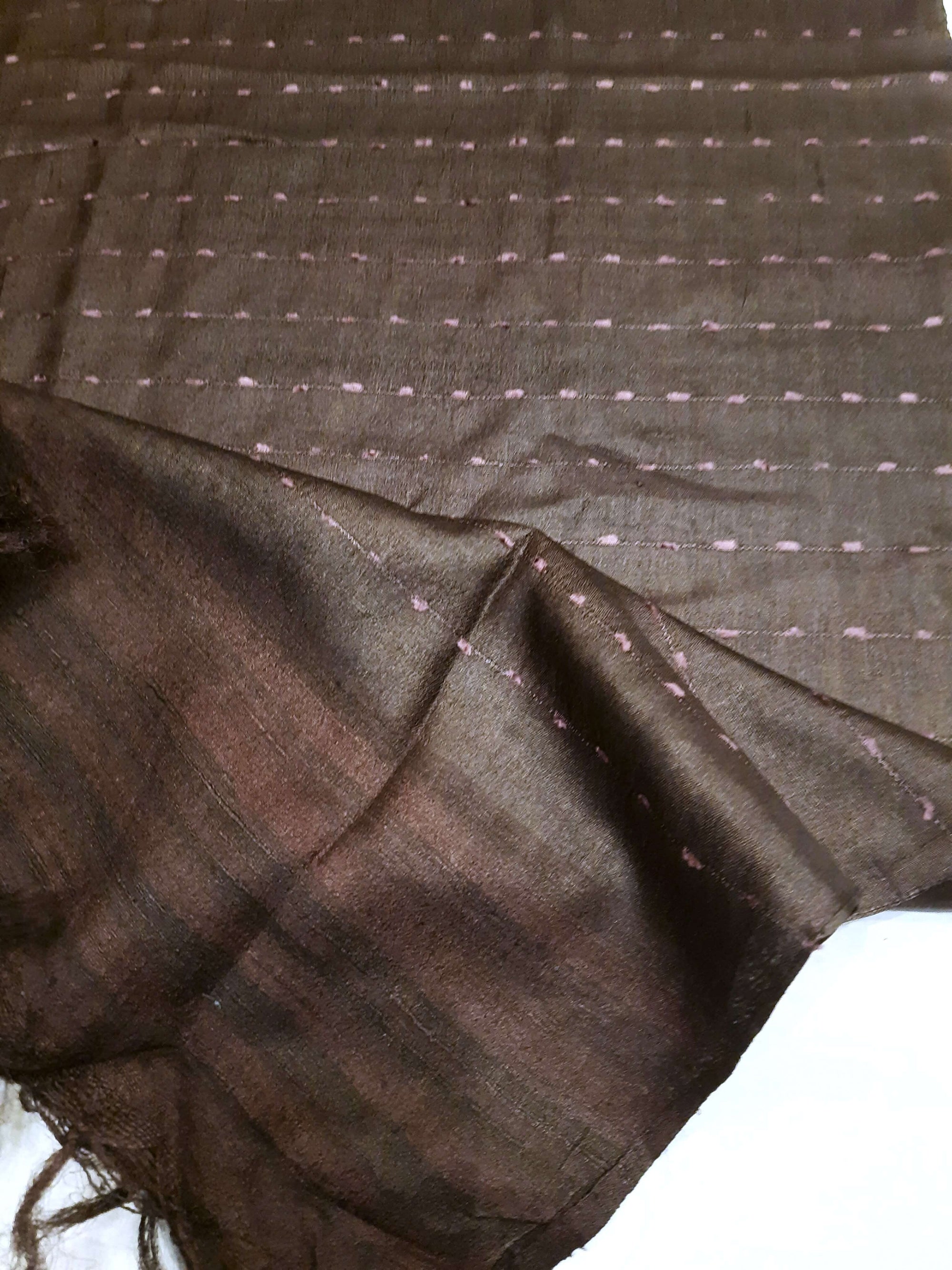 Dark Brown Tussar Silk Ikat Stole