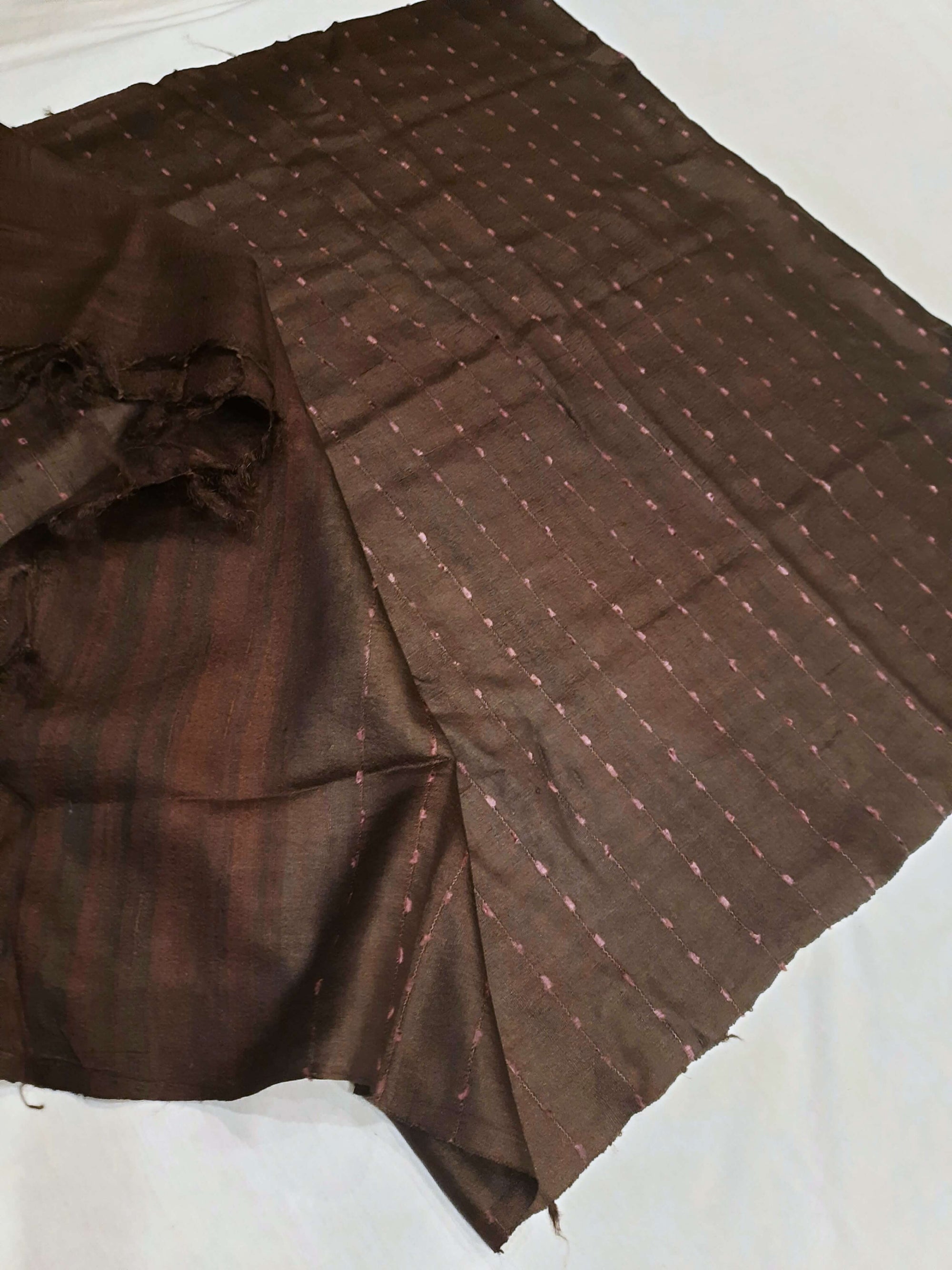 Dark Brown Tussar Silk Ikat Stole