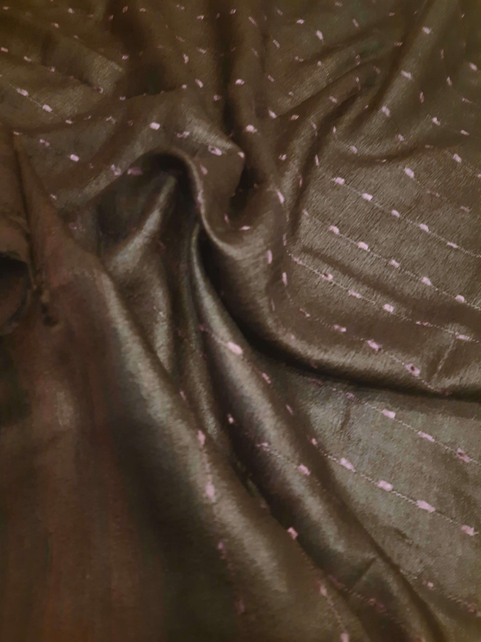 Dark Brown Tussar Silk Ikat Stole