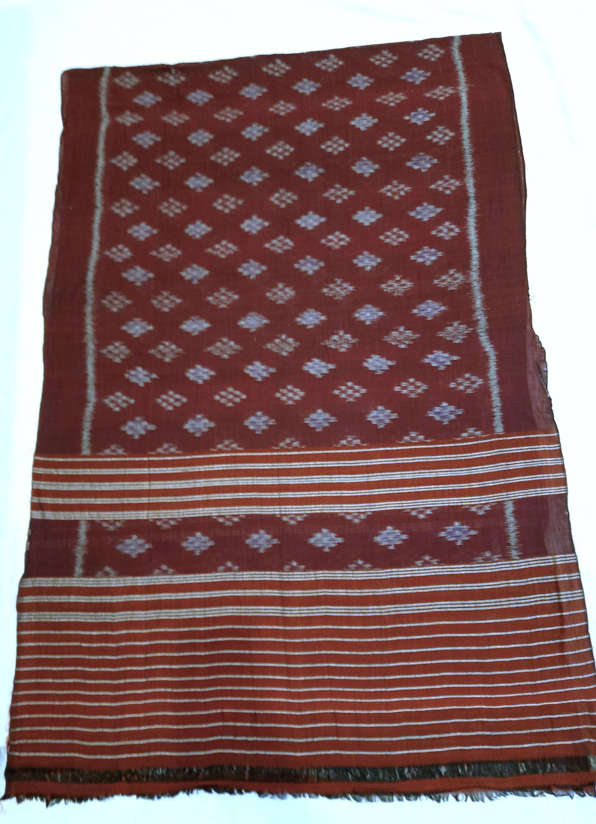 Maroon single colour Odisha Cotton Ikat Dupatta