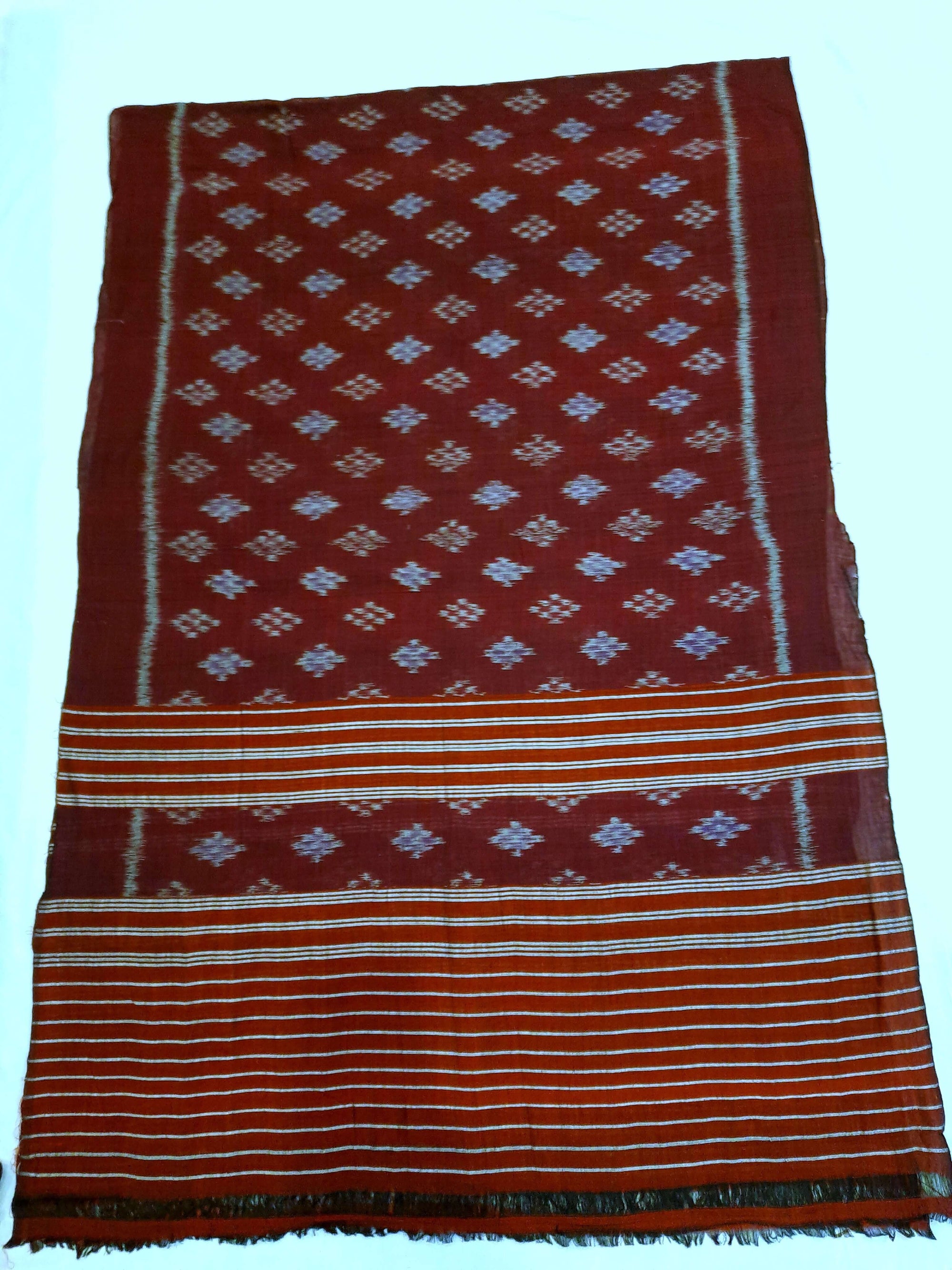 Maroon single colour Odisha Cotton Ikat Dupatta