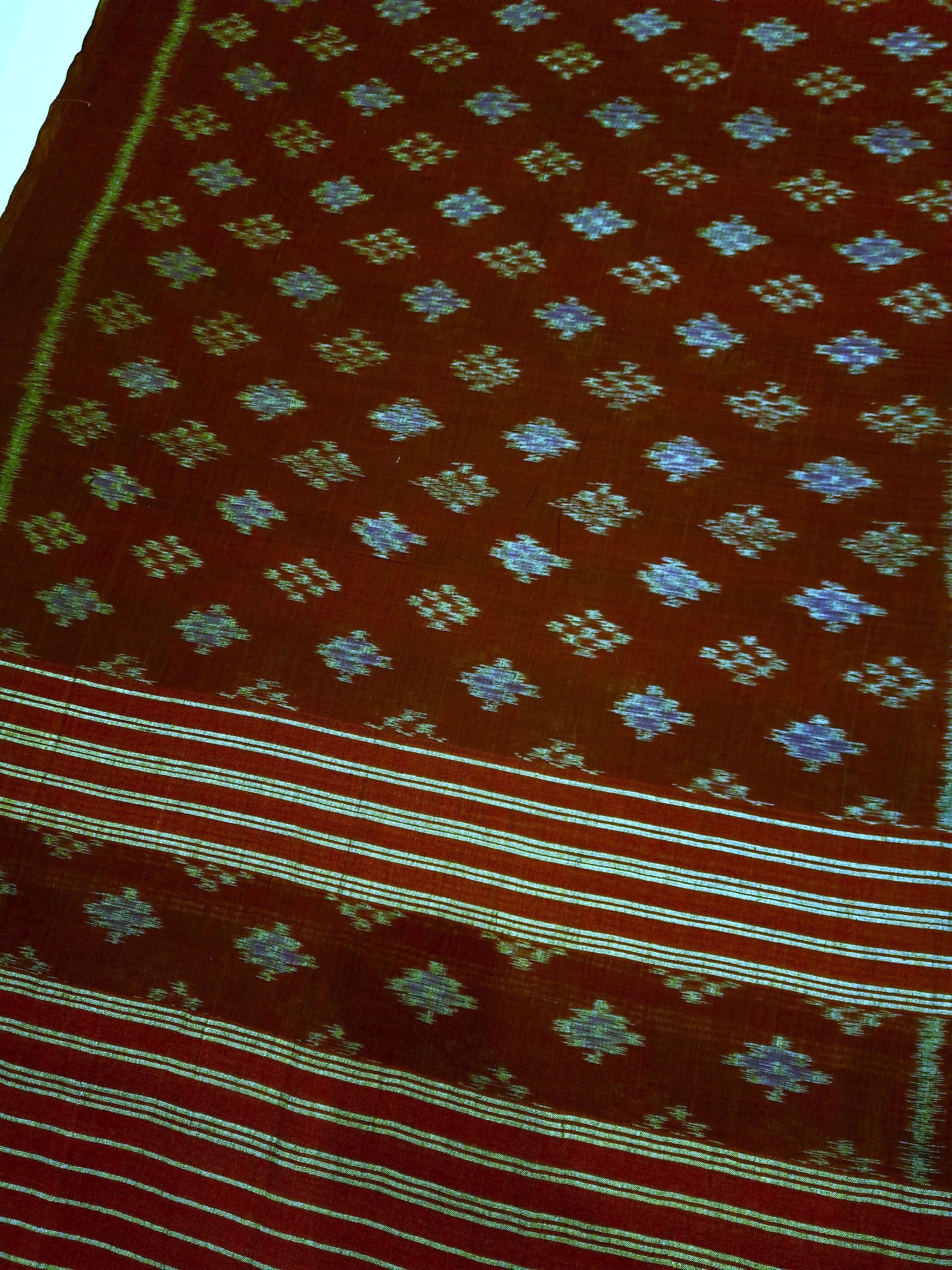 Maroon single colour Odisha Cotton Ikat Dupatta