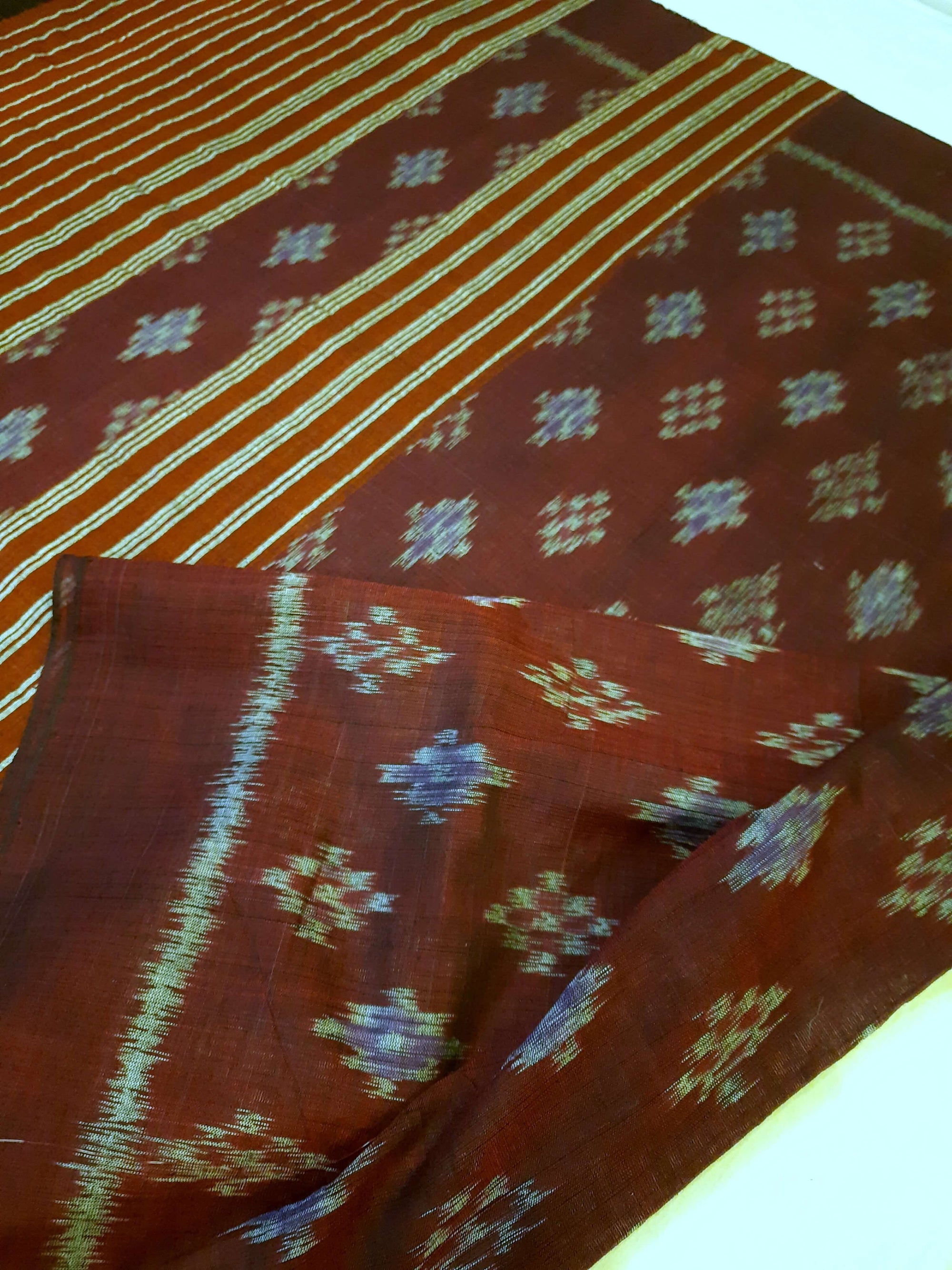 Maroon single colour Odisha Cotton Ikat Dupatta