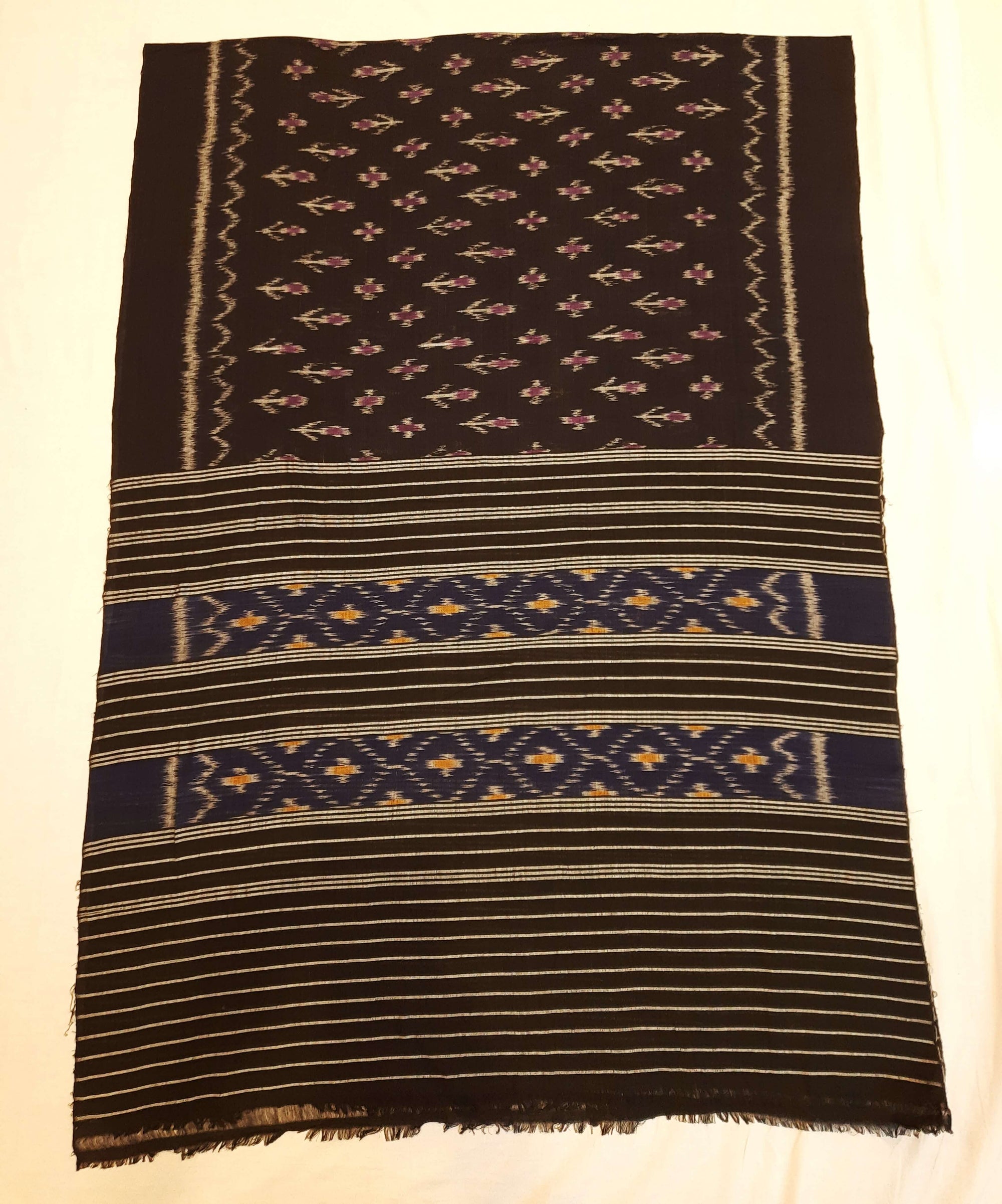 Black Odisha Cotton Ikat Dupatta