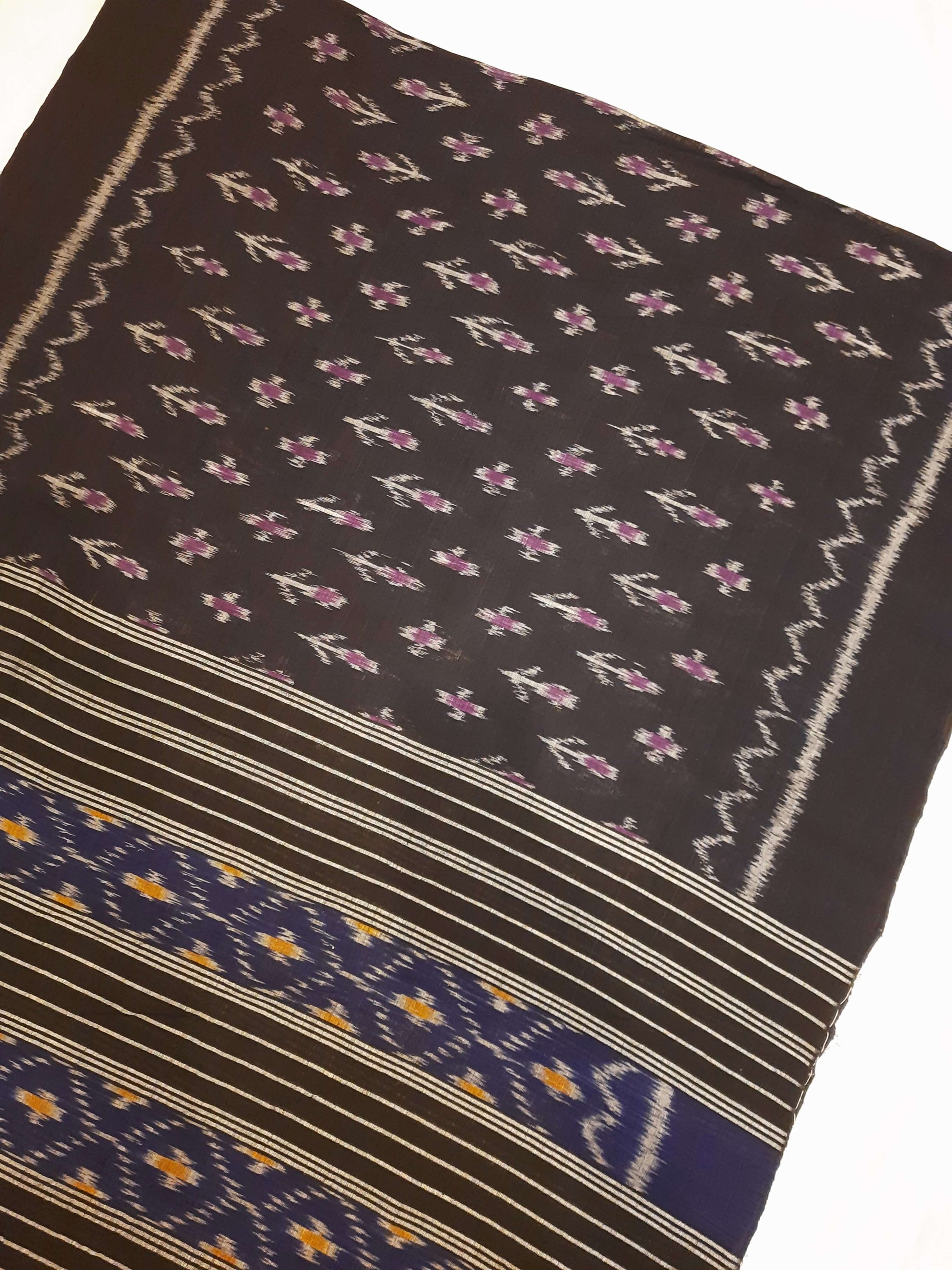 Black Odisha Cotton Ikat Dupatta