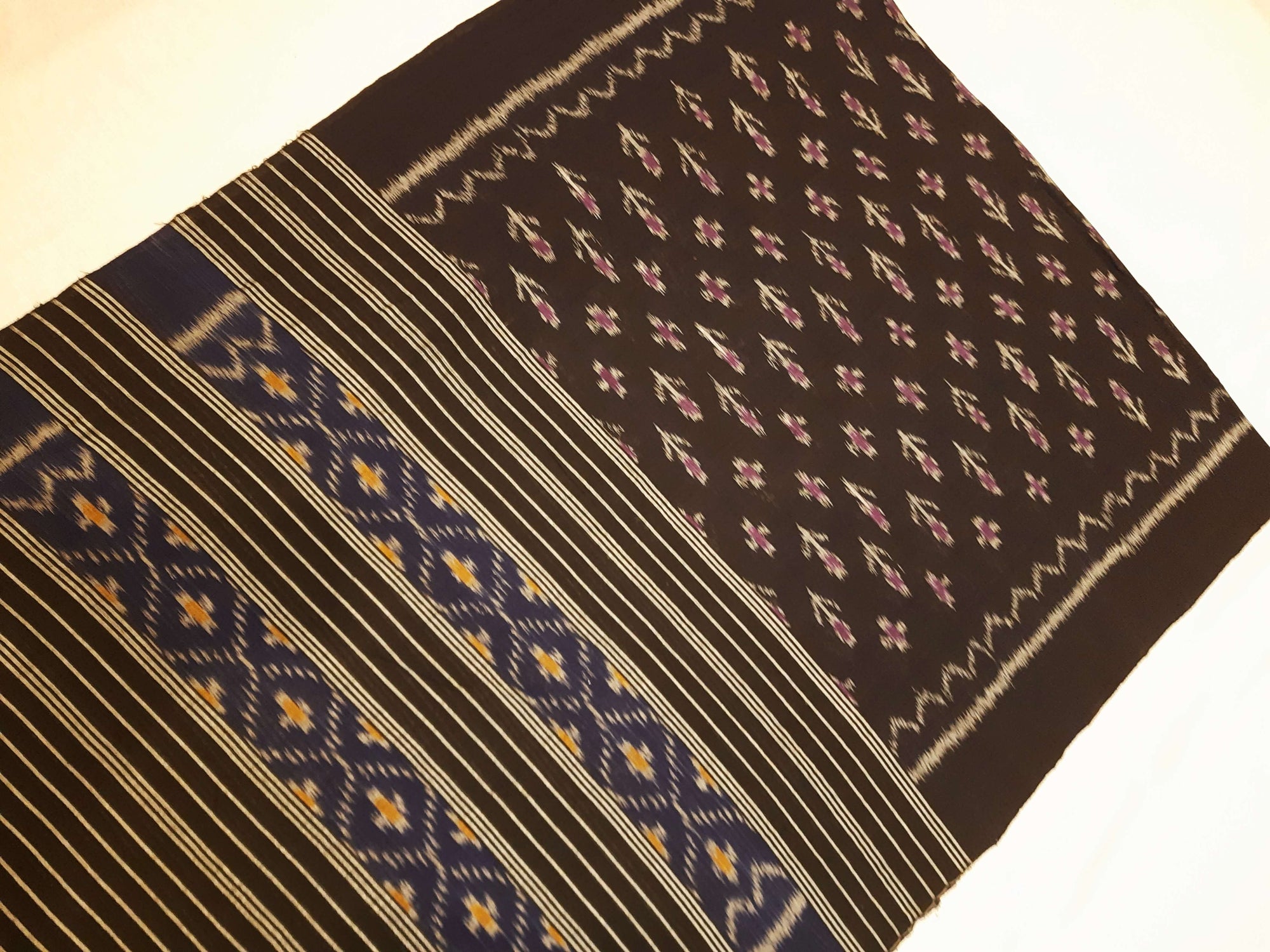 Black Odisha Cotton Ikat Dupatta