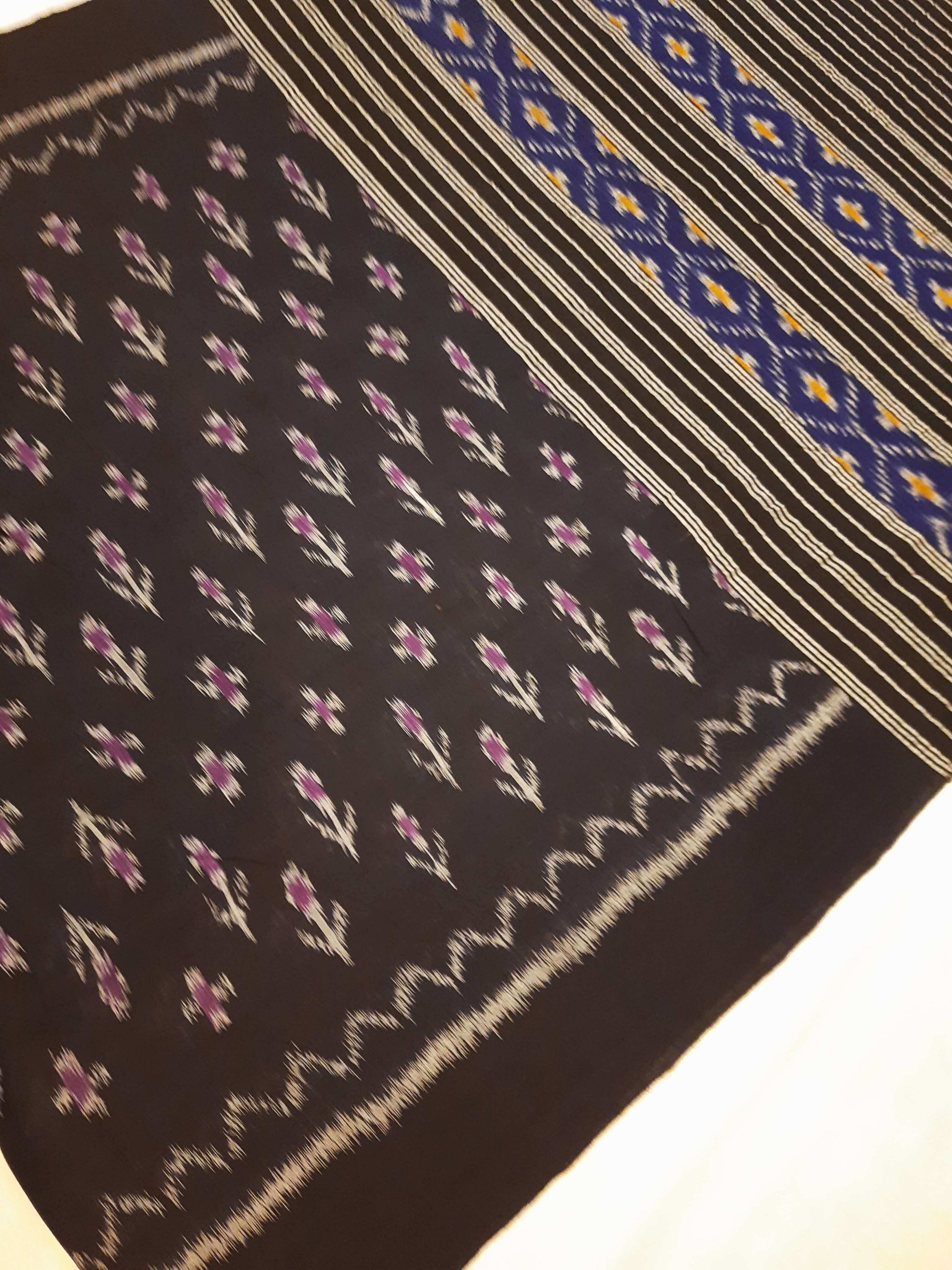 Black Odisha Cotton Ikat Dupatta