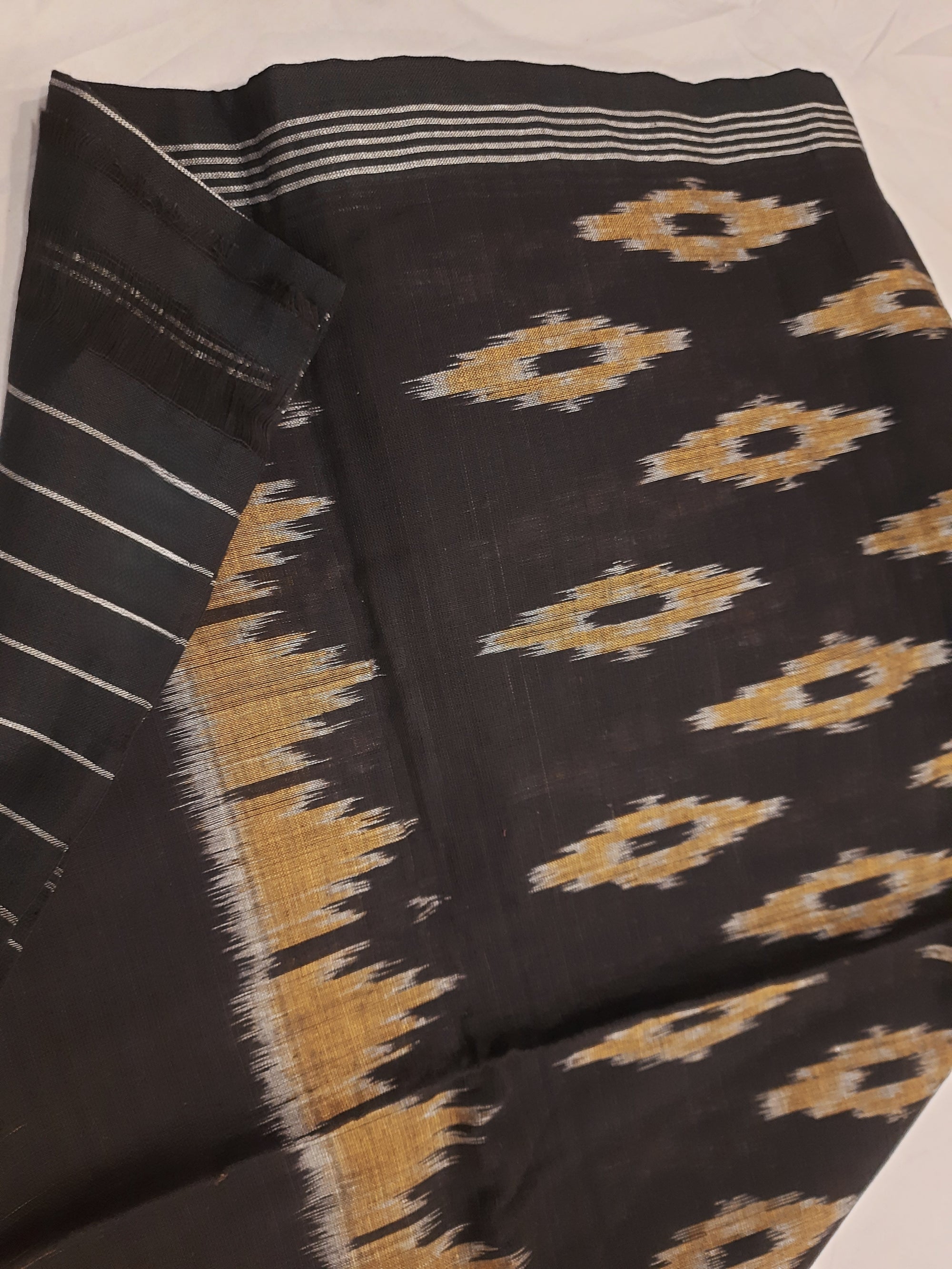Black Odisha Cotton Ikat Dupatta