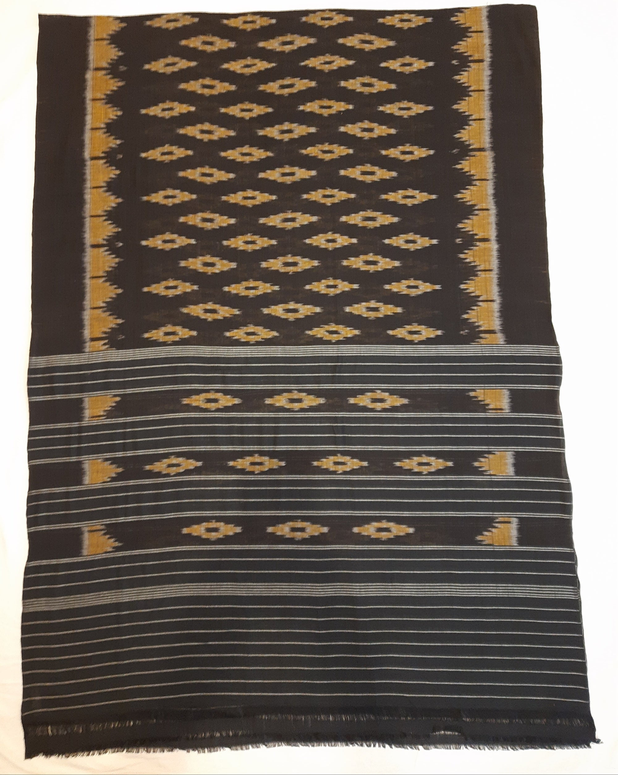 Black Odisha Cotton Ikat Dupatta