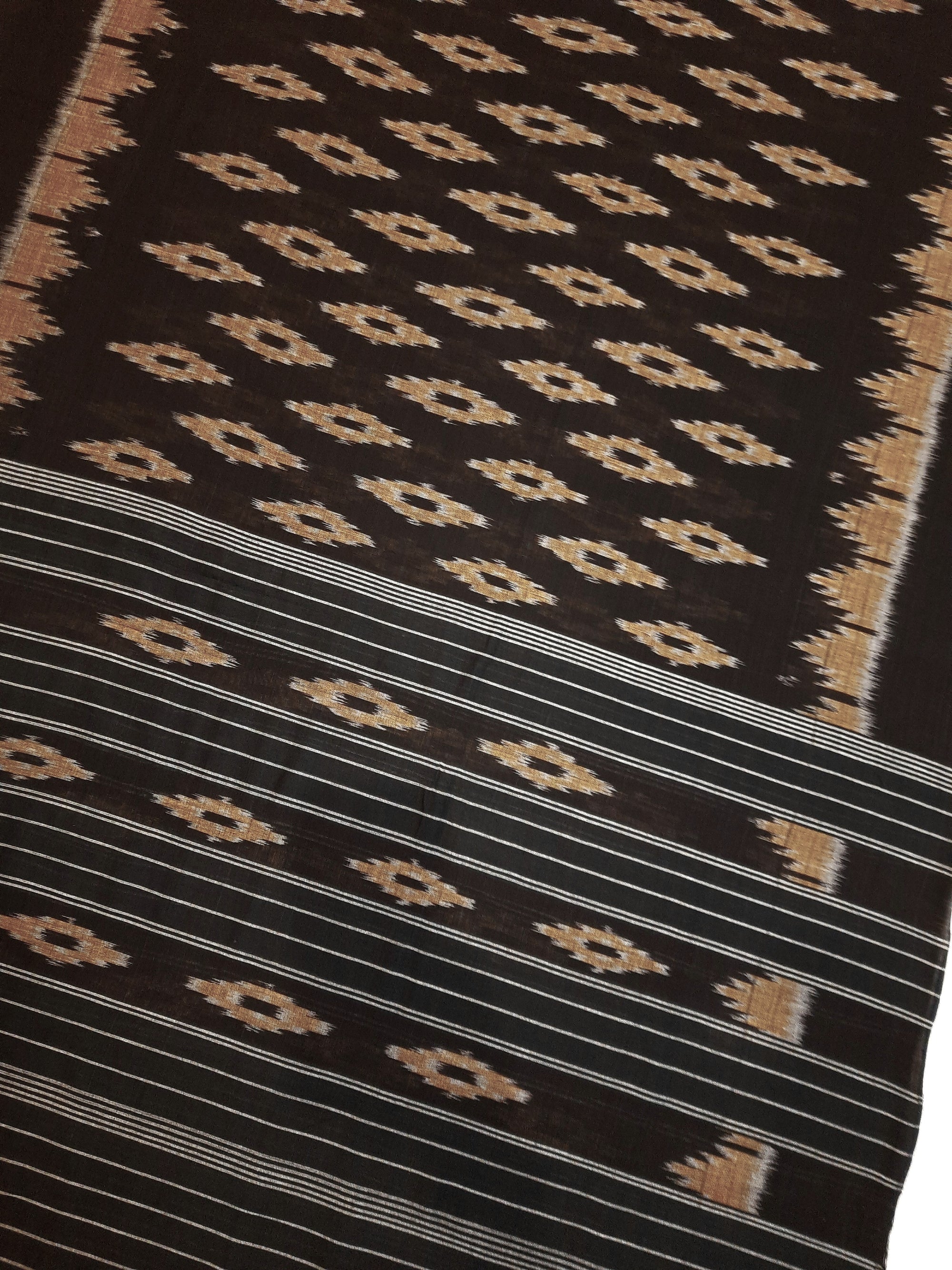 Black Odisha Cotton Ikat Dupatta