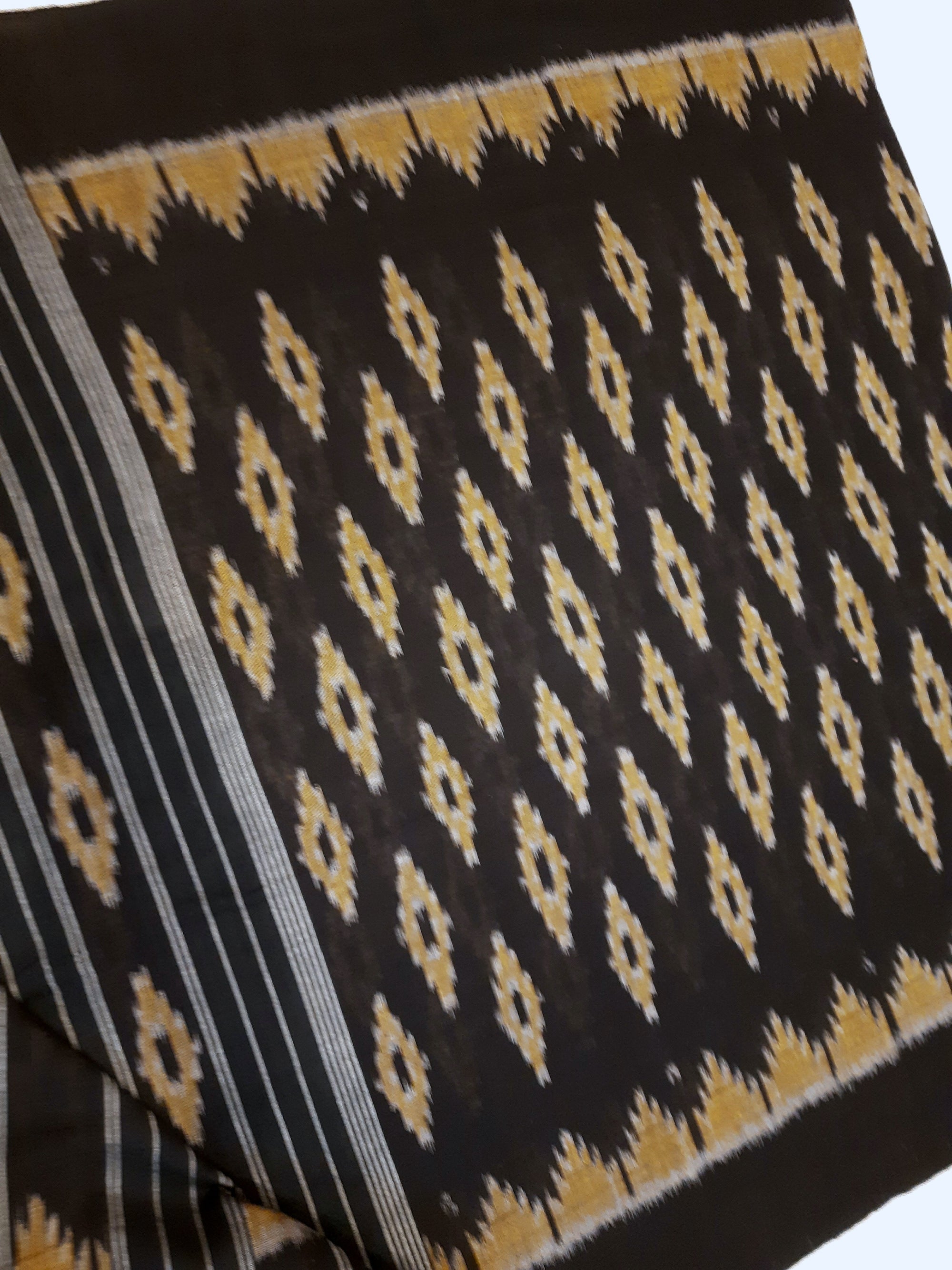 Black Odisha Cotton Ikat Dupatta