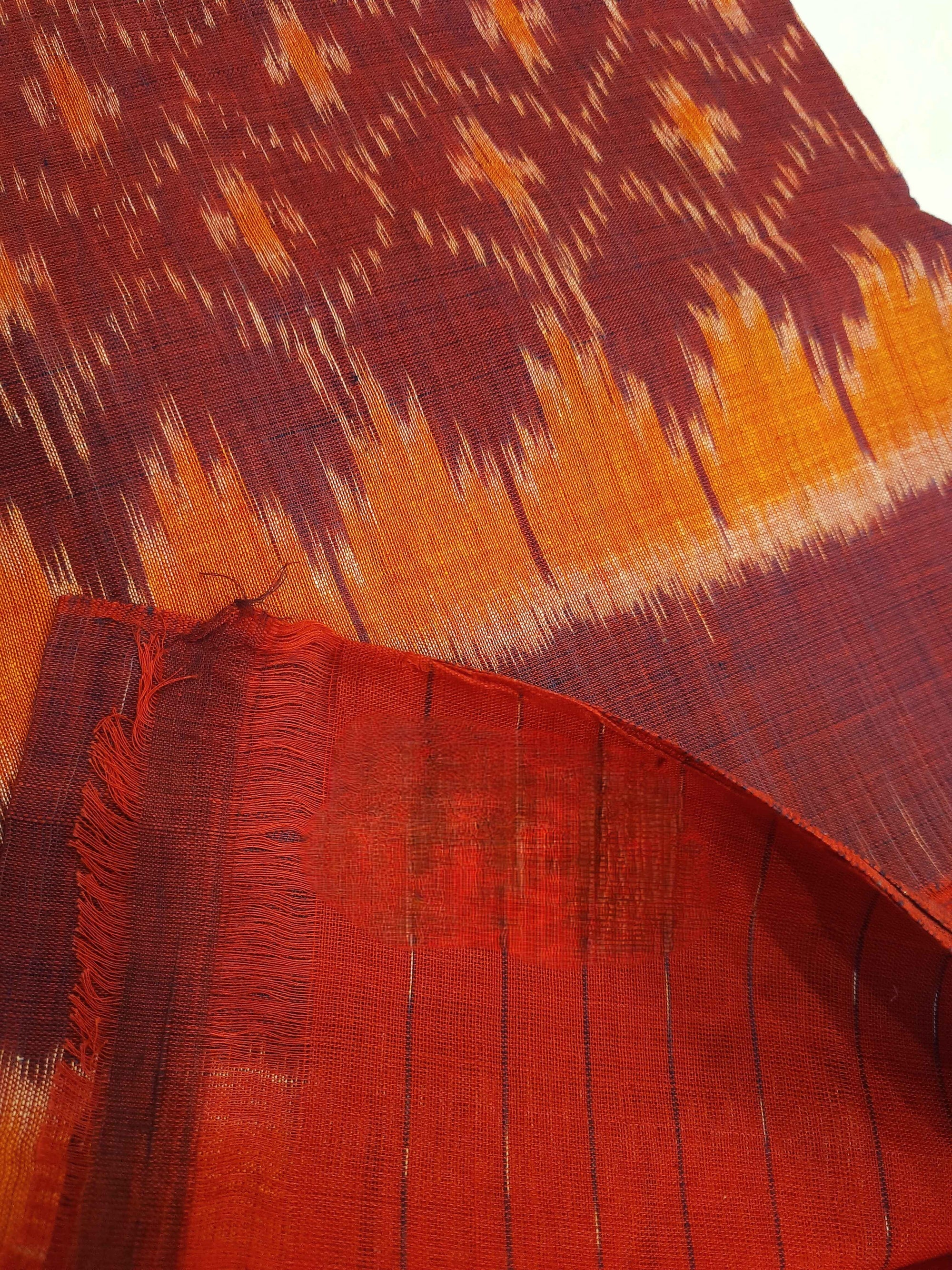 Purple Orange Odisha Cotton Ikat Dupatta