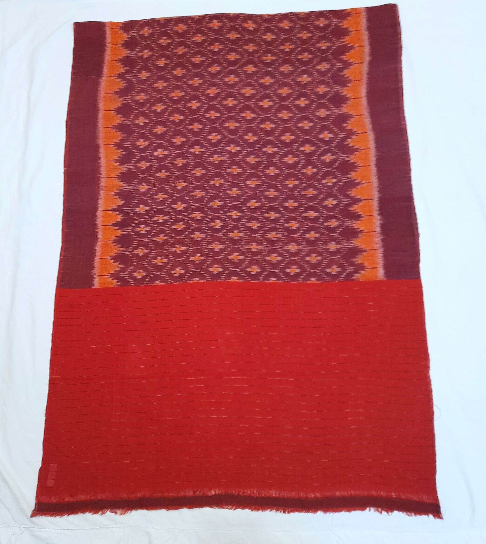 Purple Orange Odisha Cotton Ikat Dupatta