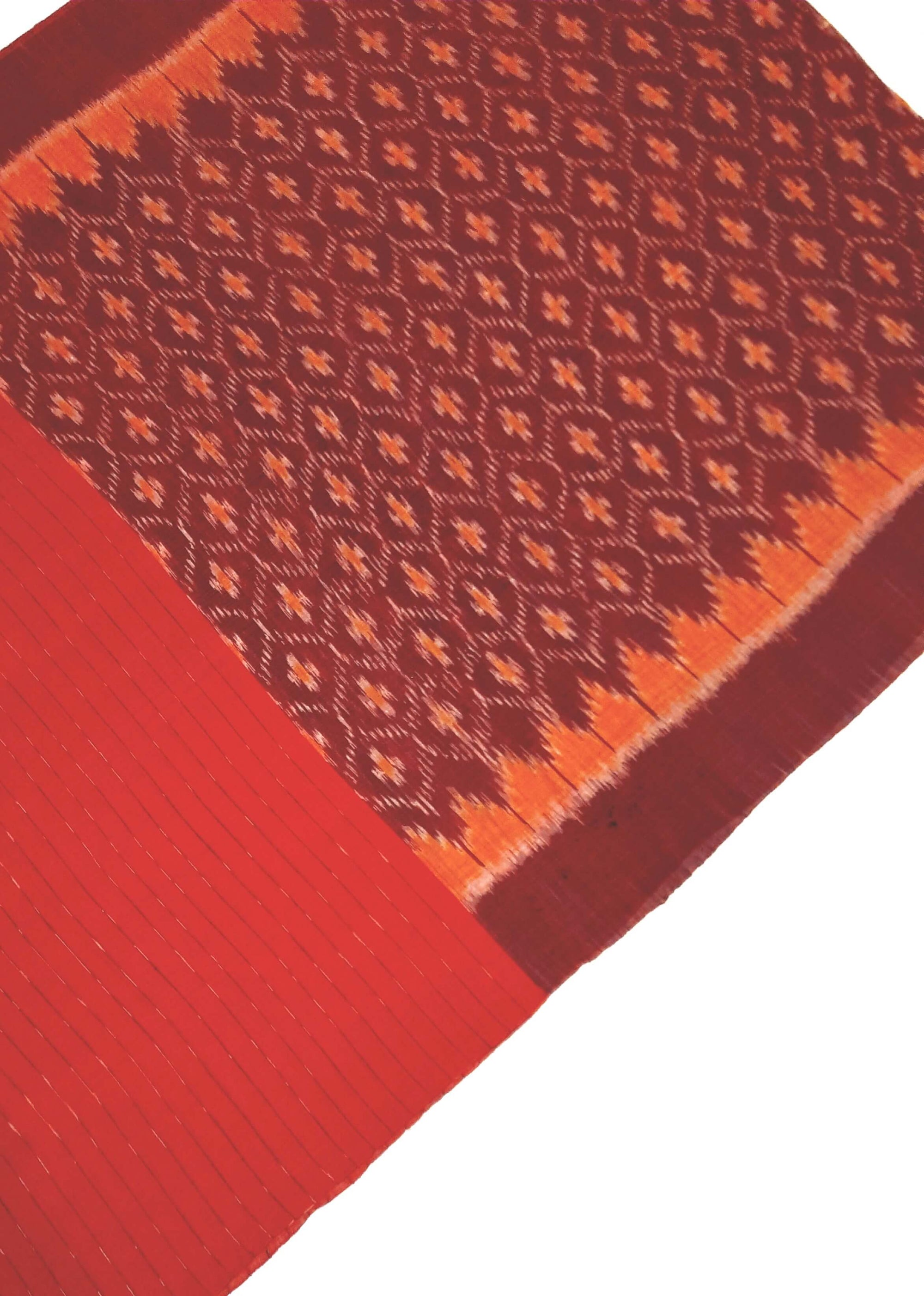 Purple Orange Odisha Cotton Ikat Dupatta