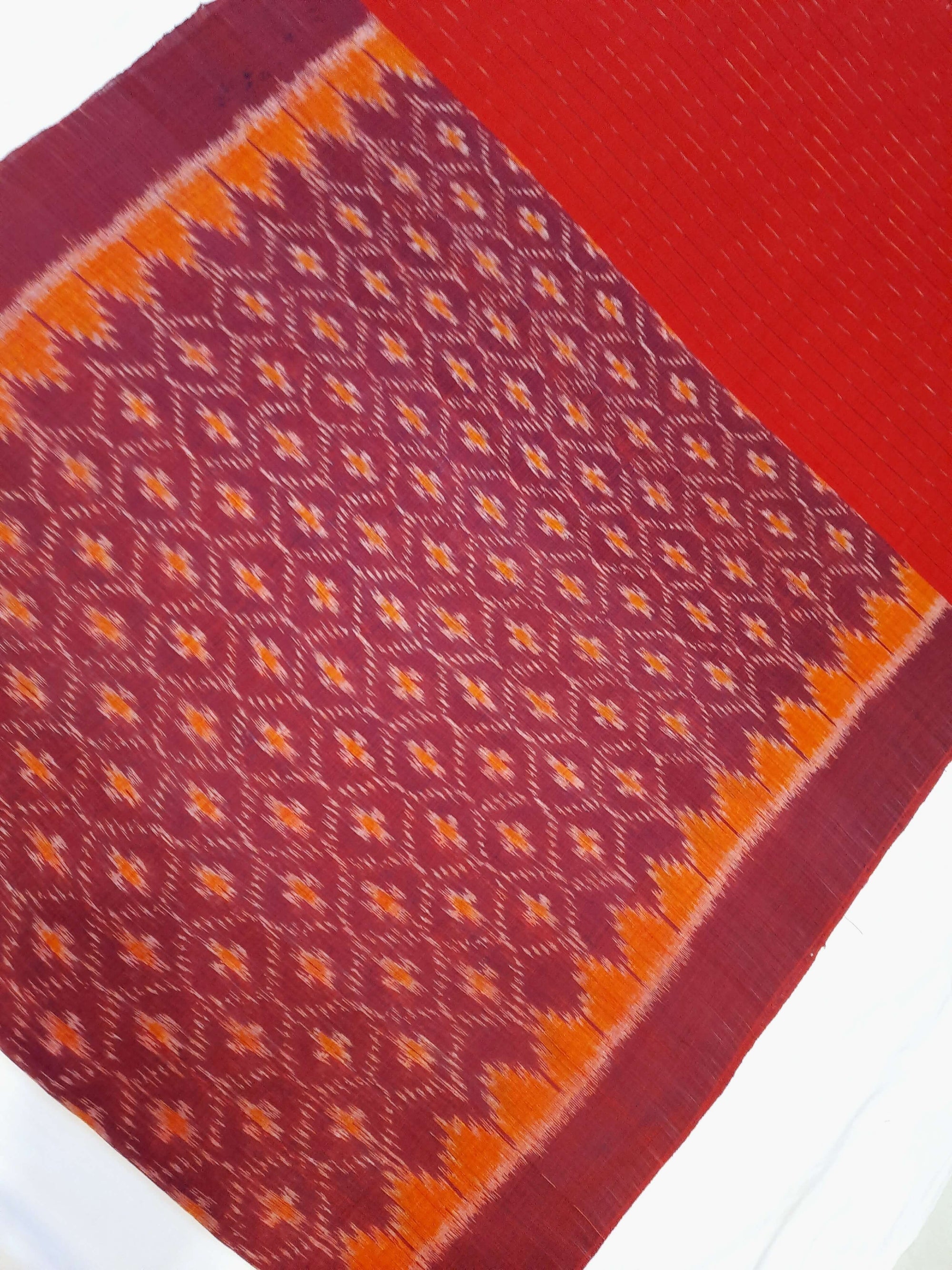 Purple Orange Odisha Cotton Ikat Dupatta
