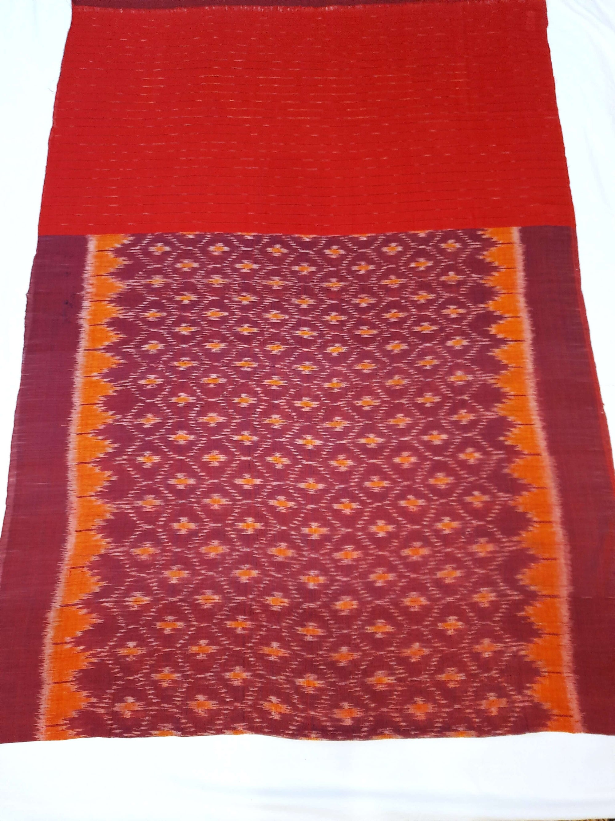 Purple Orange Odisha Cotton Ikat Dupatta