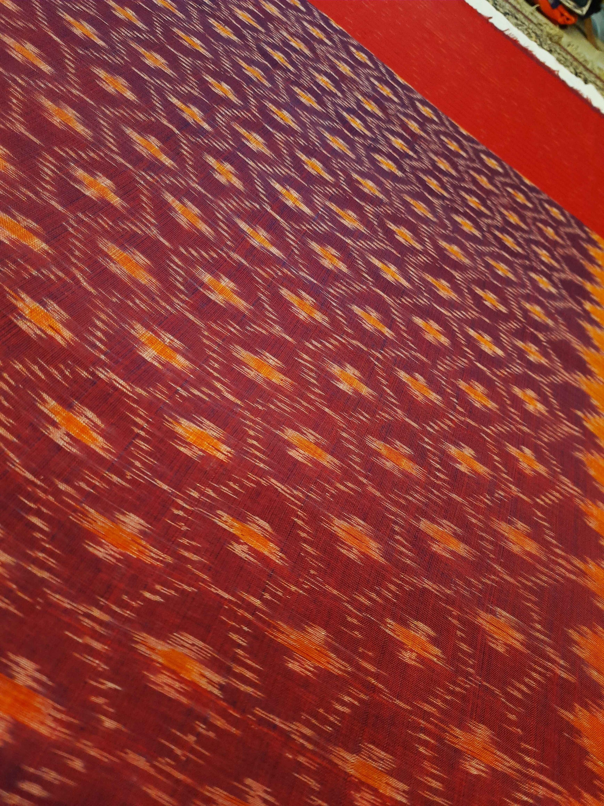 Purple Orange Odisha Cotton Ikat Dupatta
