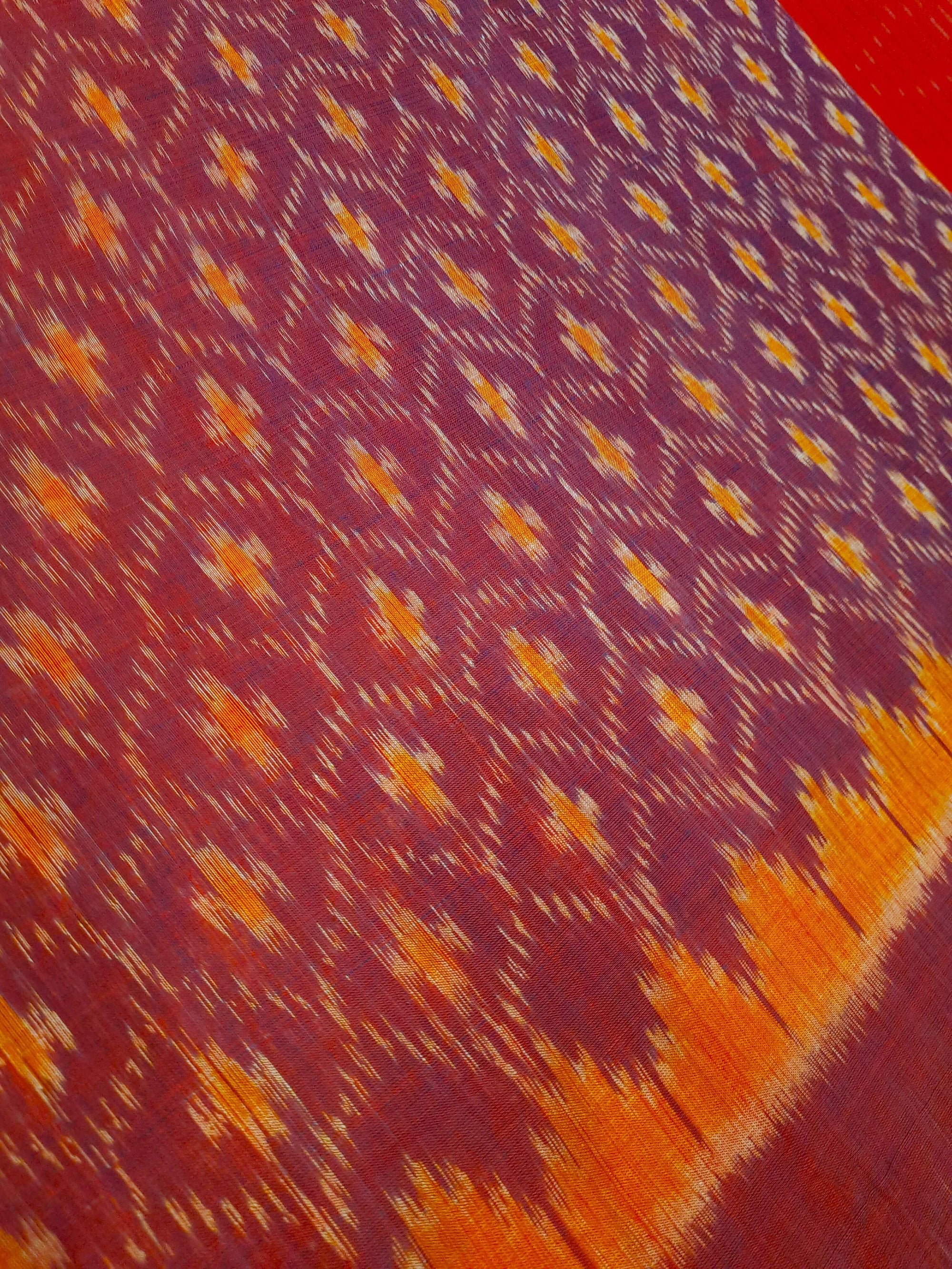 Purple Orange Odisha Cotton Ikat Dupatta