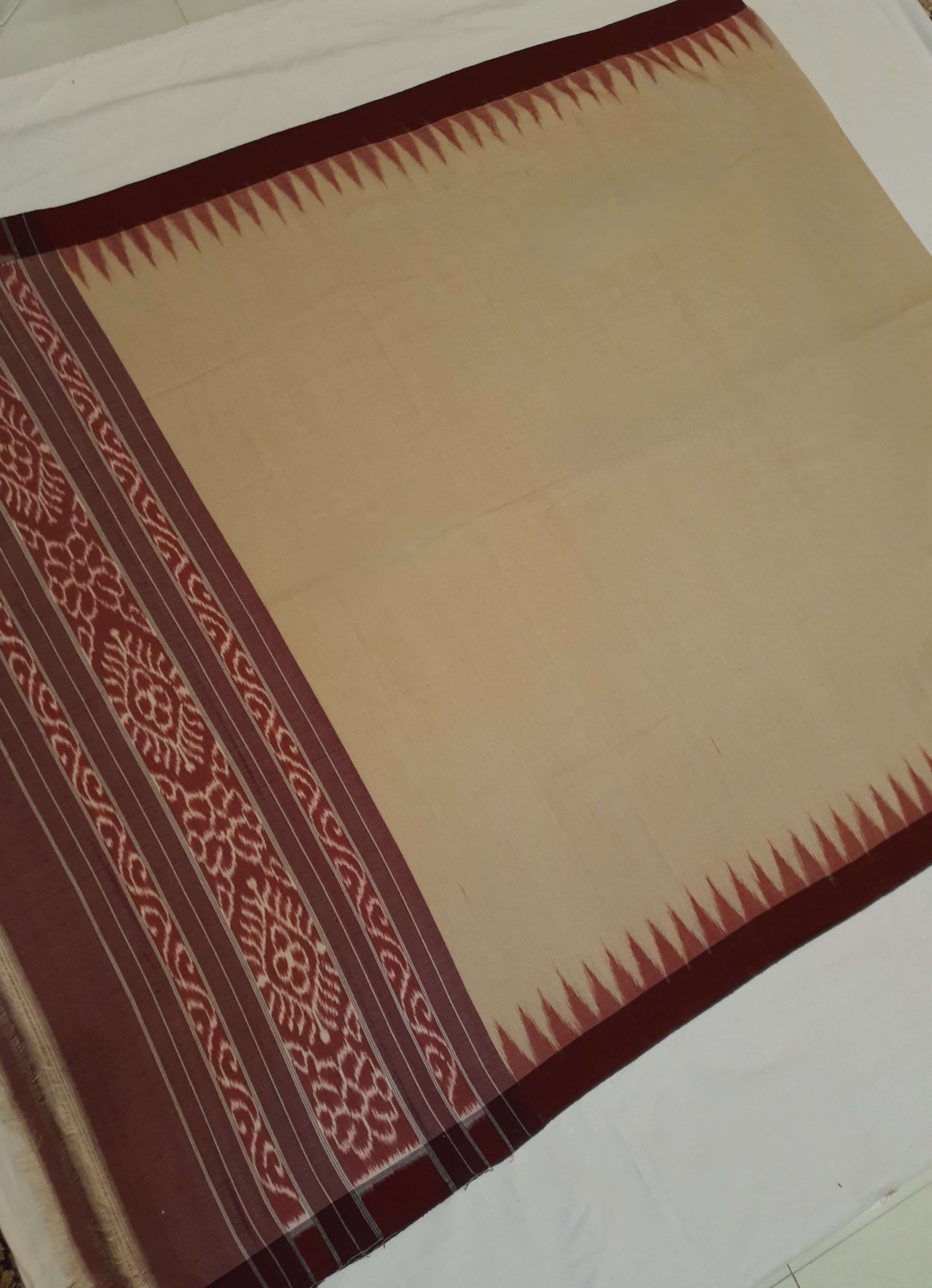 Beige Maroon Bapta Cotton Odisha ikat Dupatta