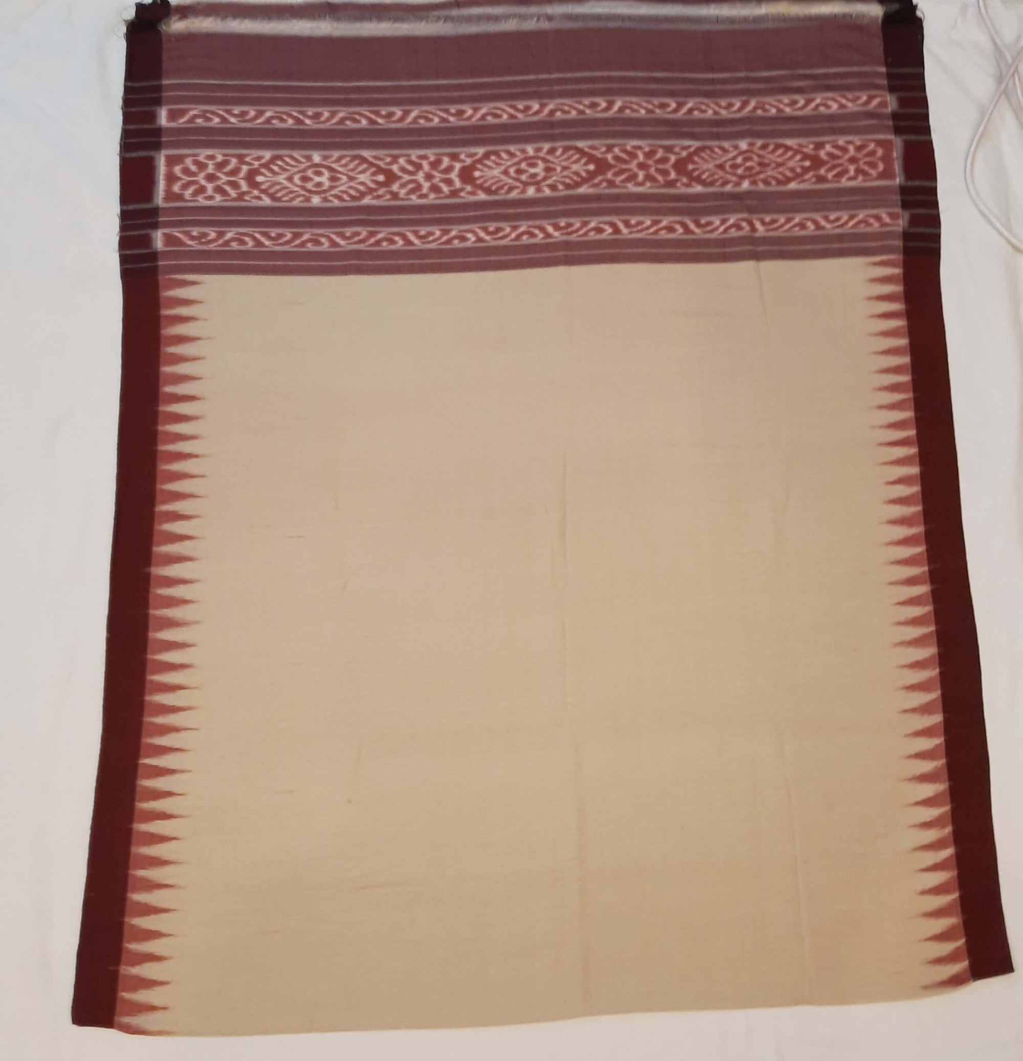 Beige Maroon Bapta Cotton Odisha ikat Dupatta