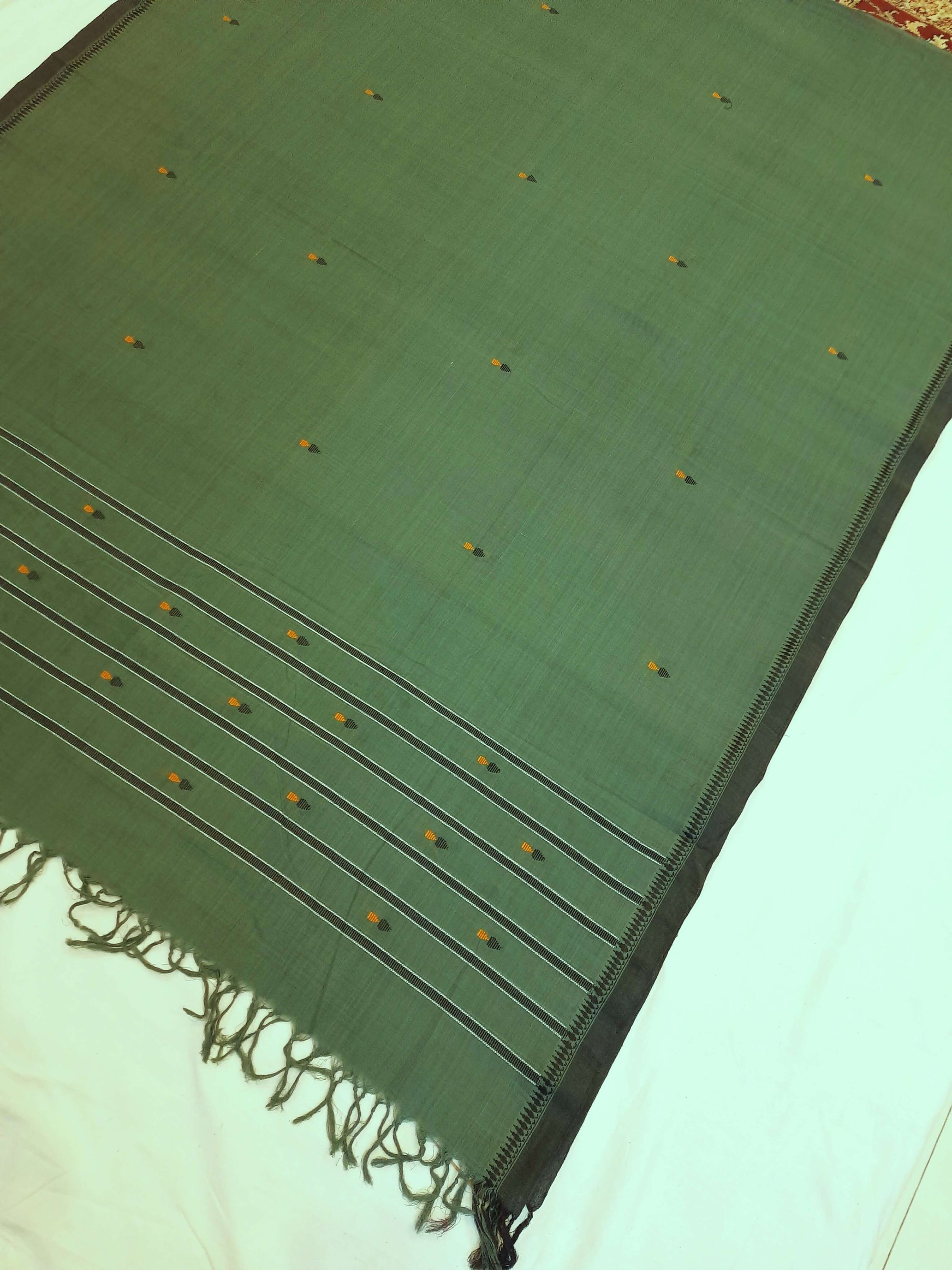 Greenish Grey Odisha Cotton Ikat Dupatta