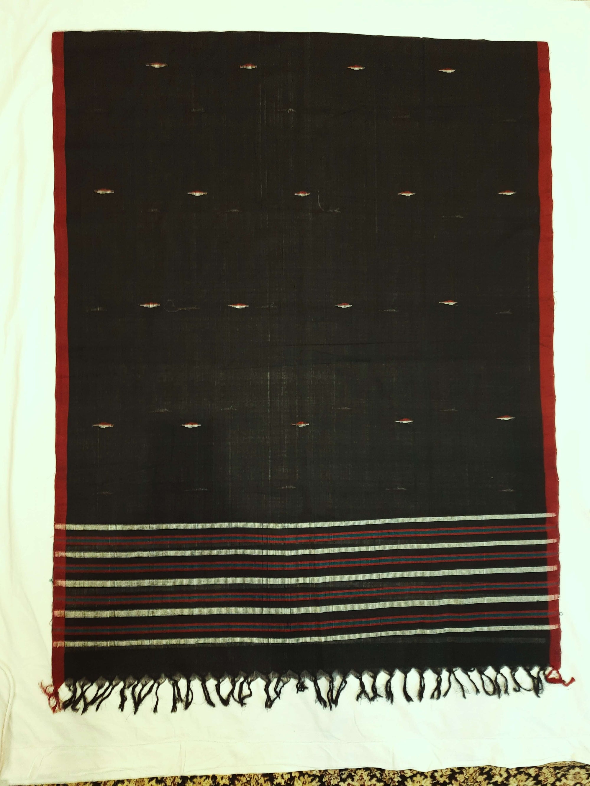 Black Odisha Cotton Ikat Dupatta
