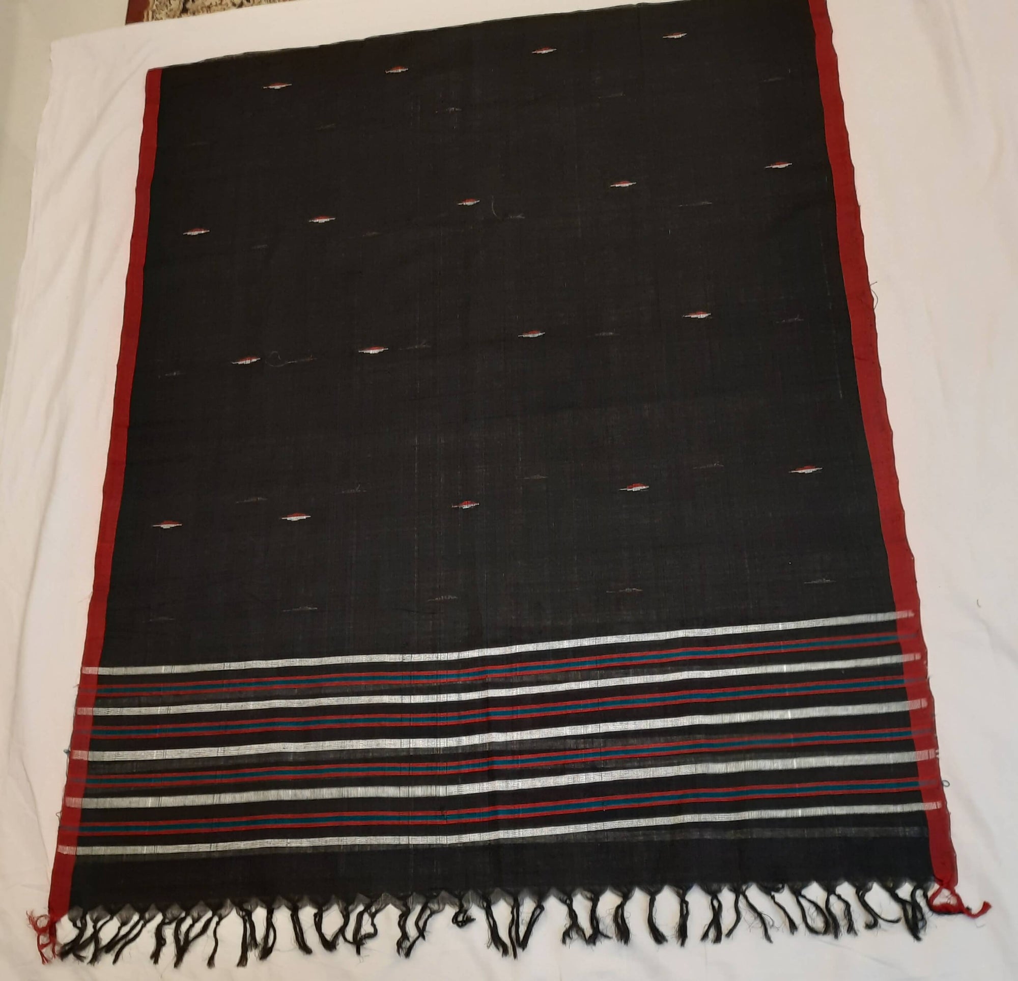 Black Odisha Cotton Ikat Dupatta