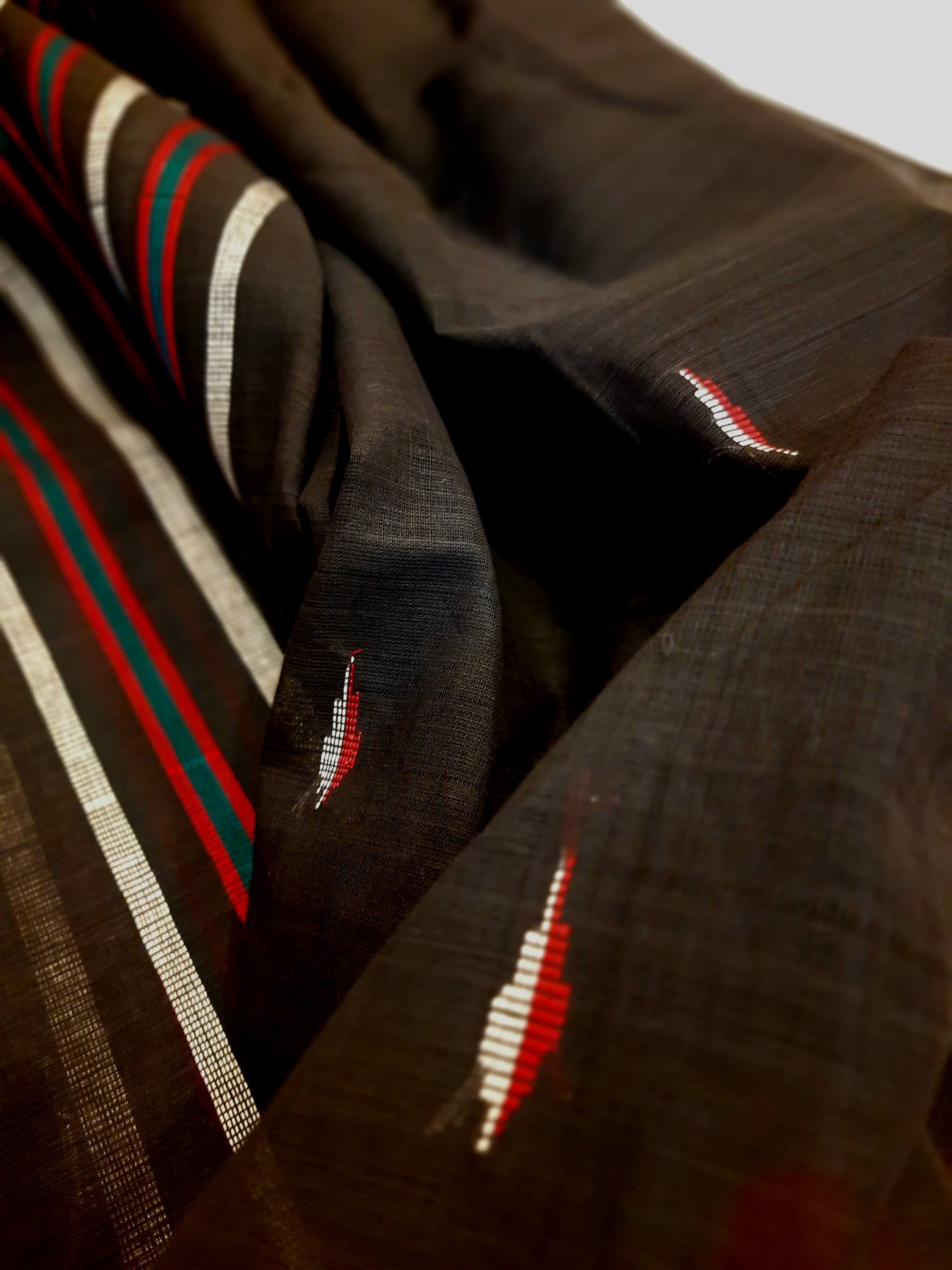 Black Odisha Cotton Ikat Dupatta