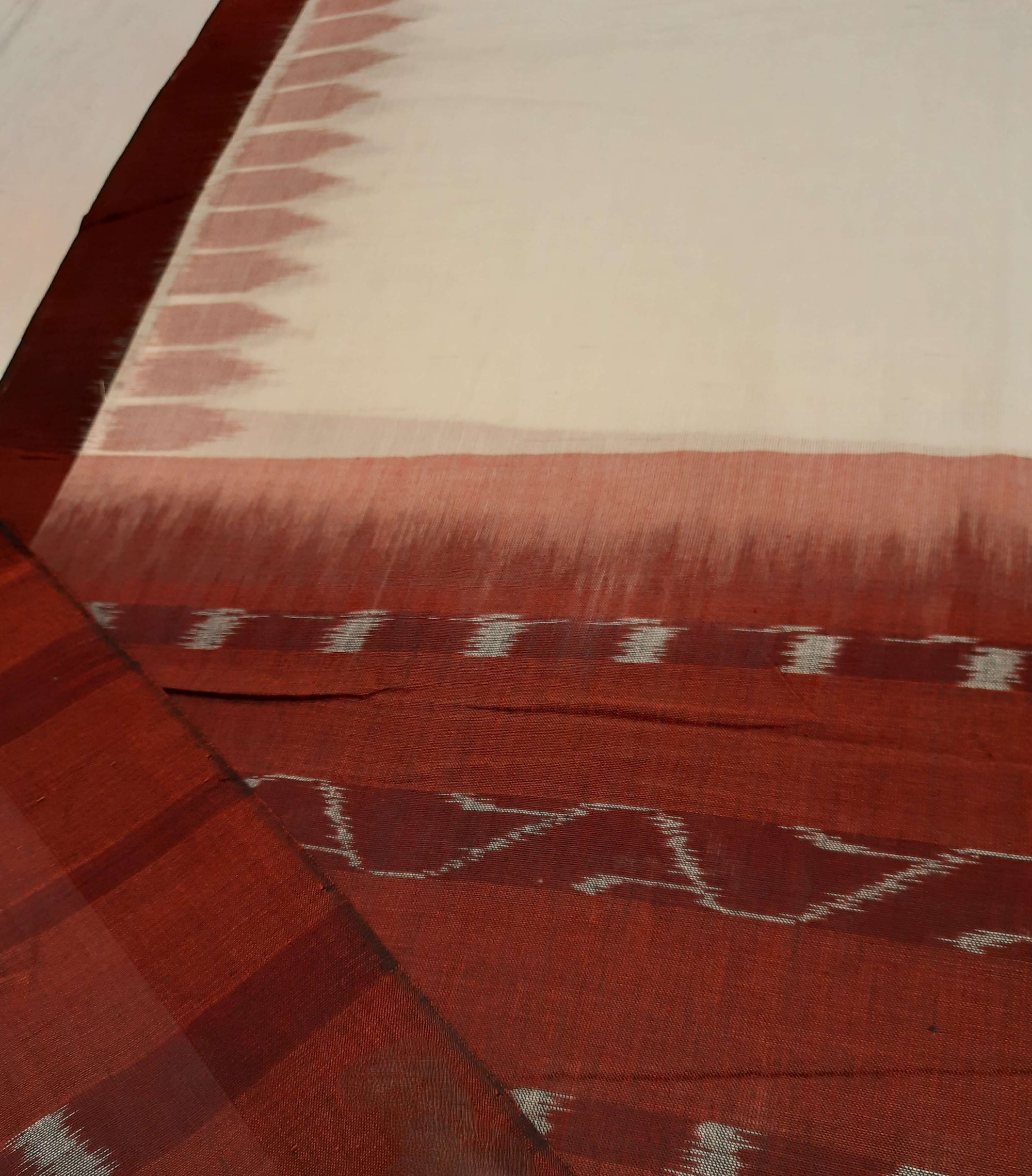 White Odisha Cotton Ikat Dupatta