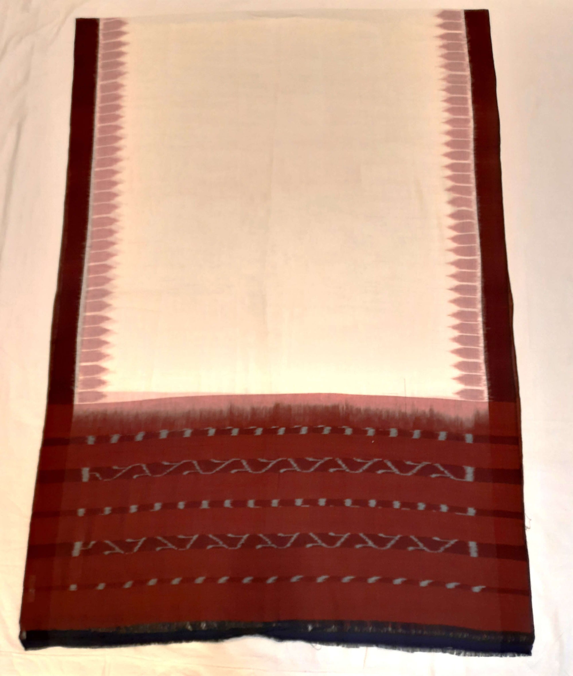 White Odisha Cotton Ikat Dupatta