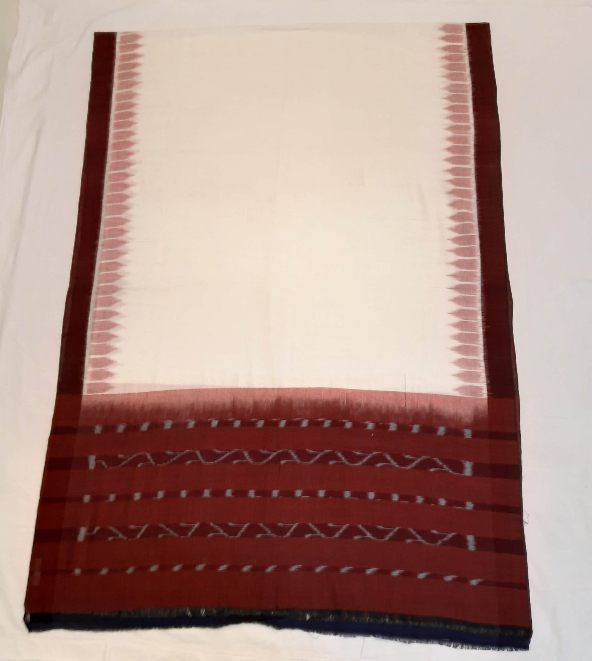 White Odisha Cotton Ikat Dupatta