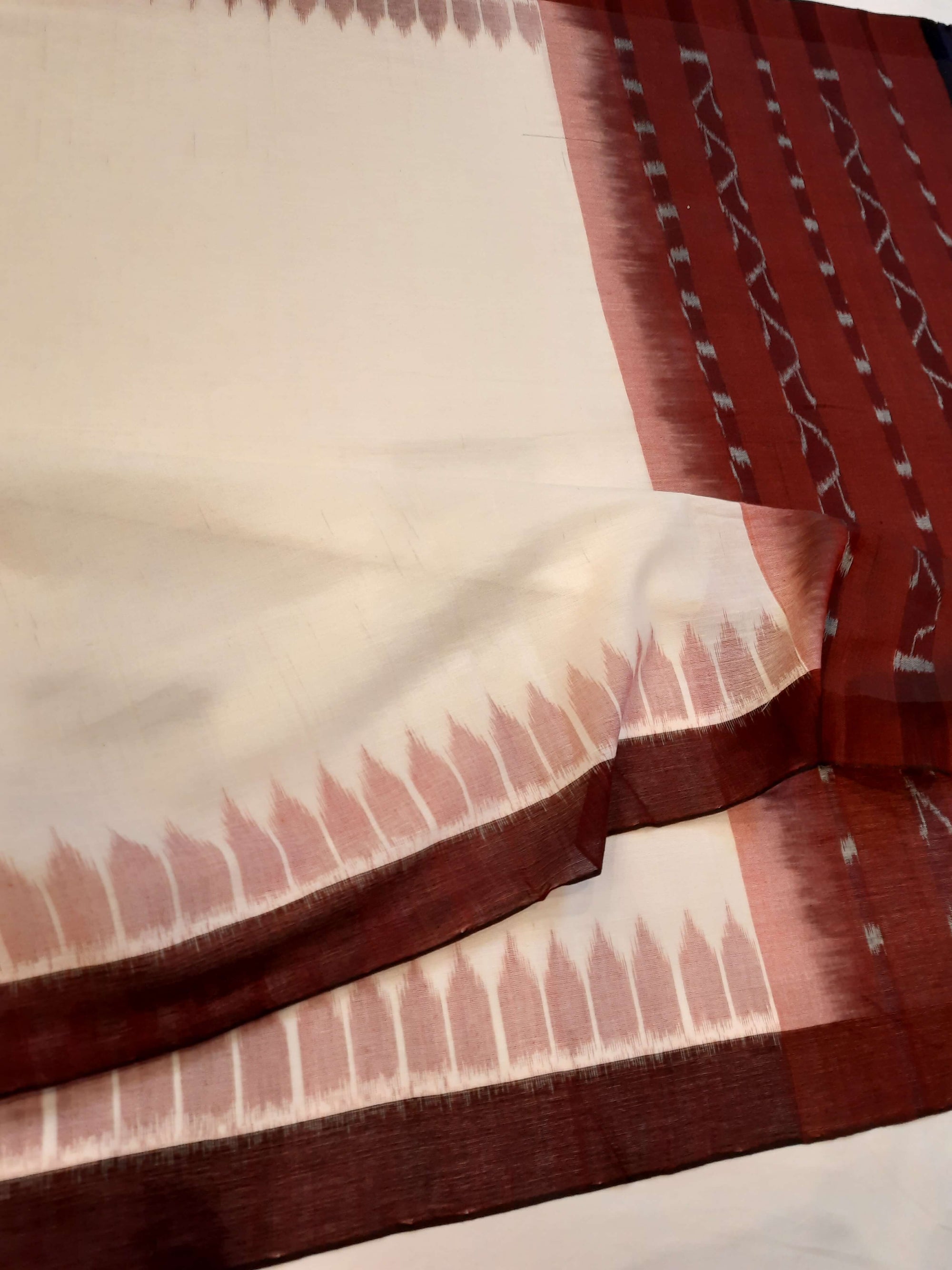 White Odisha Cotton Ikat Dupatta