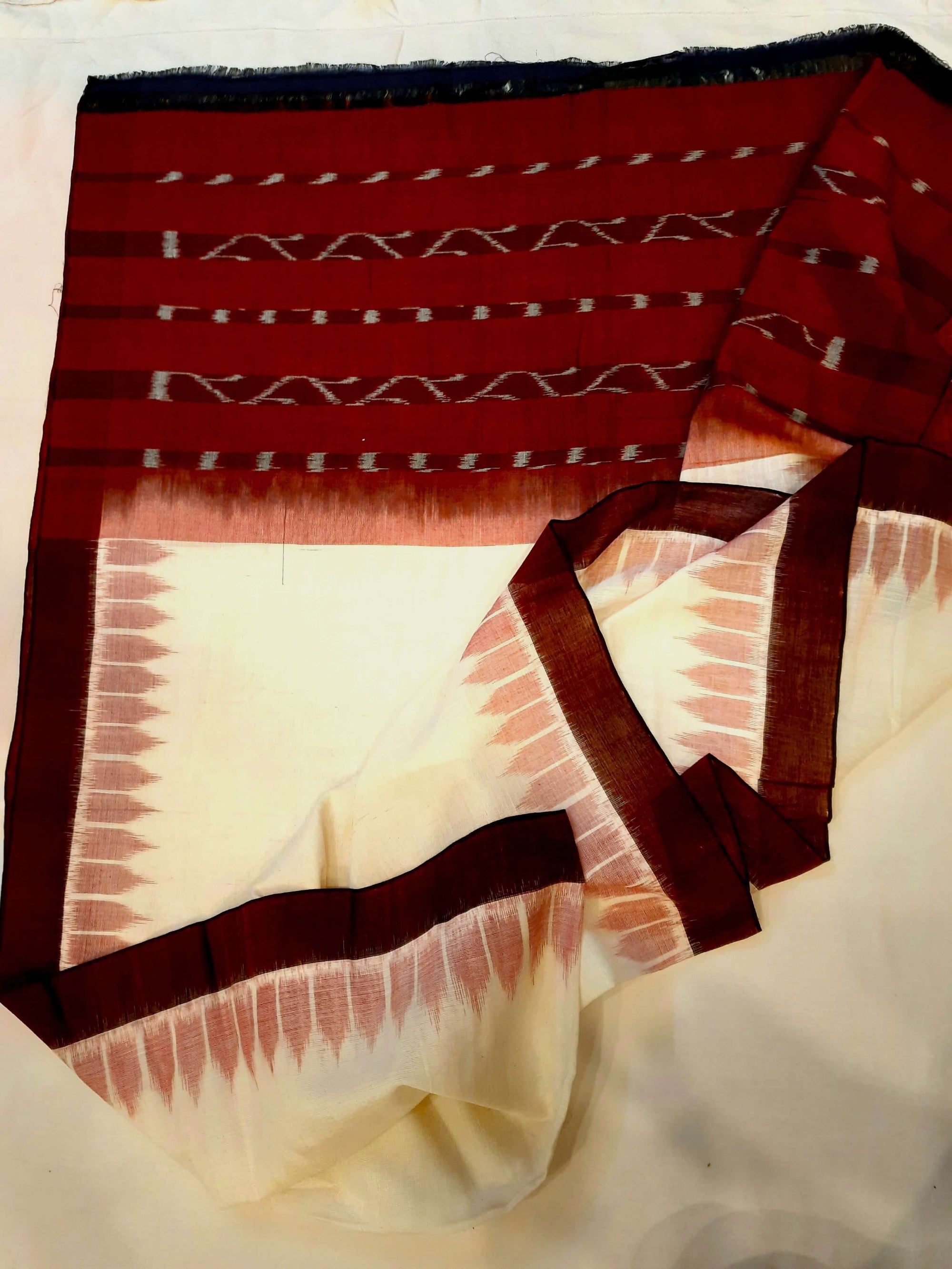 White Odisha Cotton Ikat Dupatta