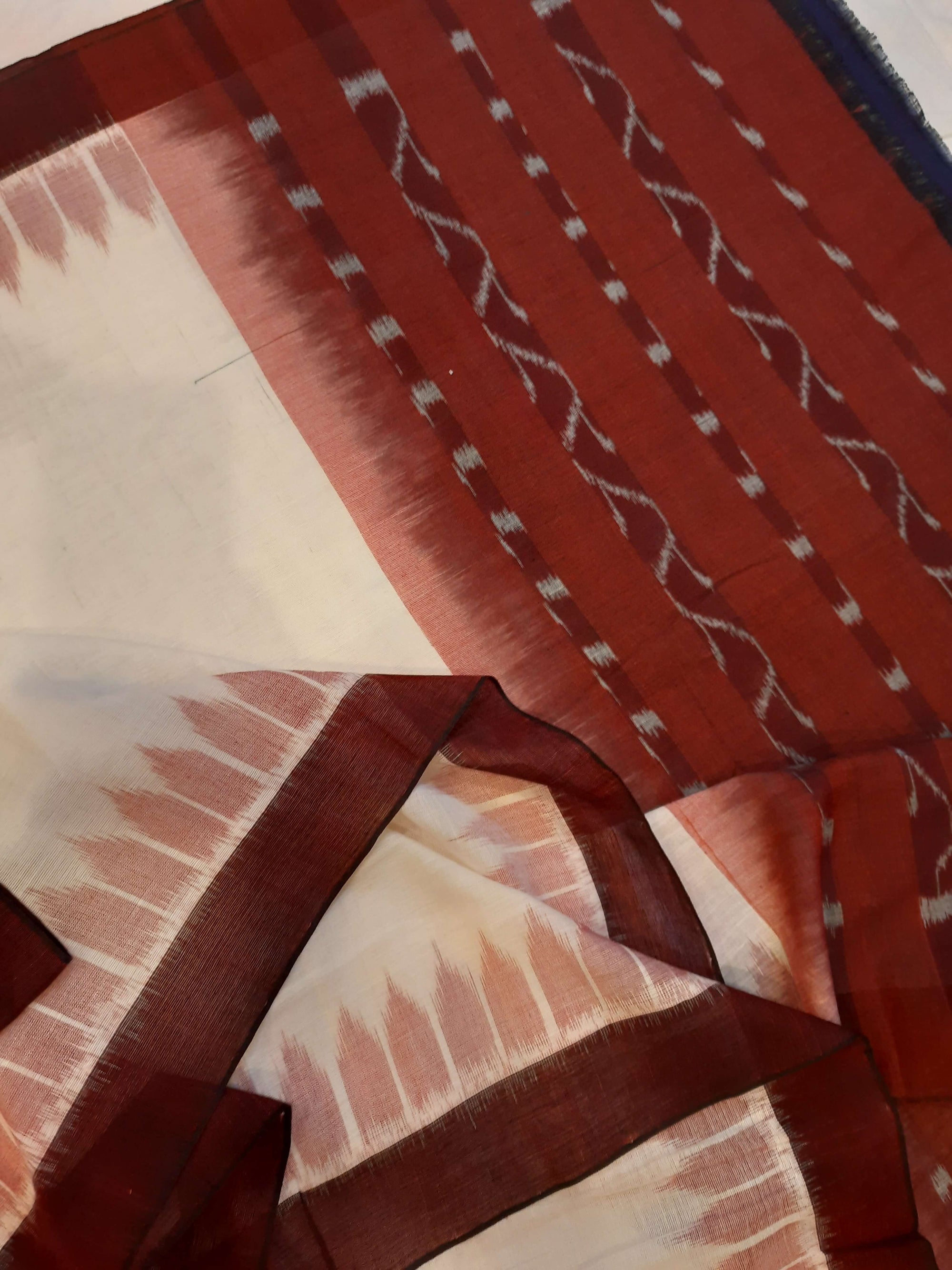 White Odisha Cotton Ikat Dupatta