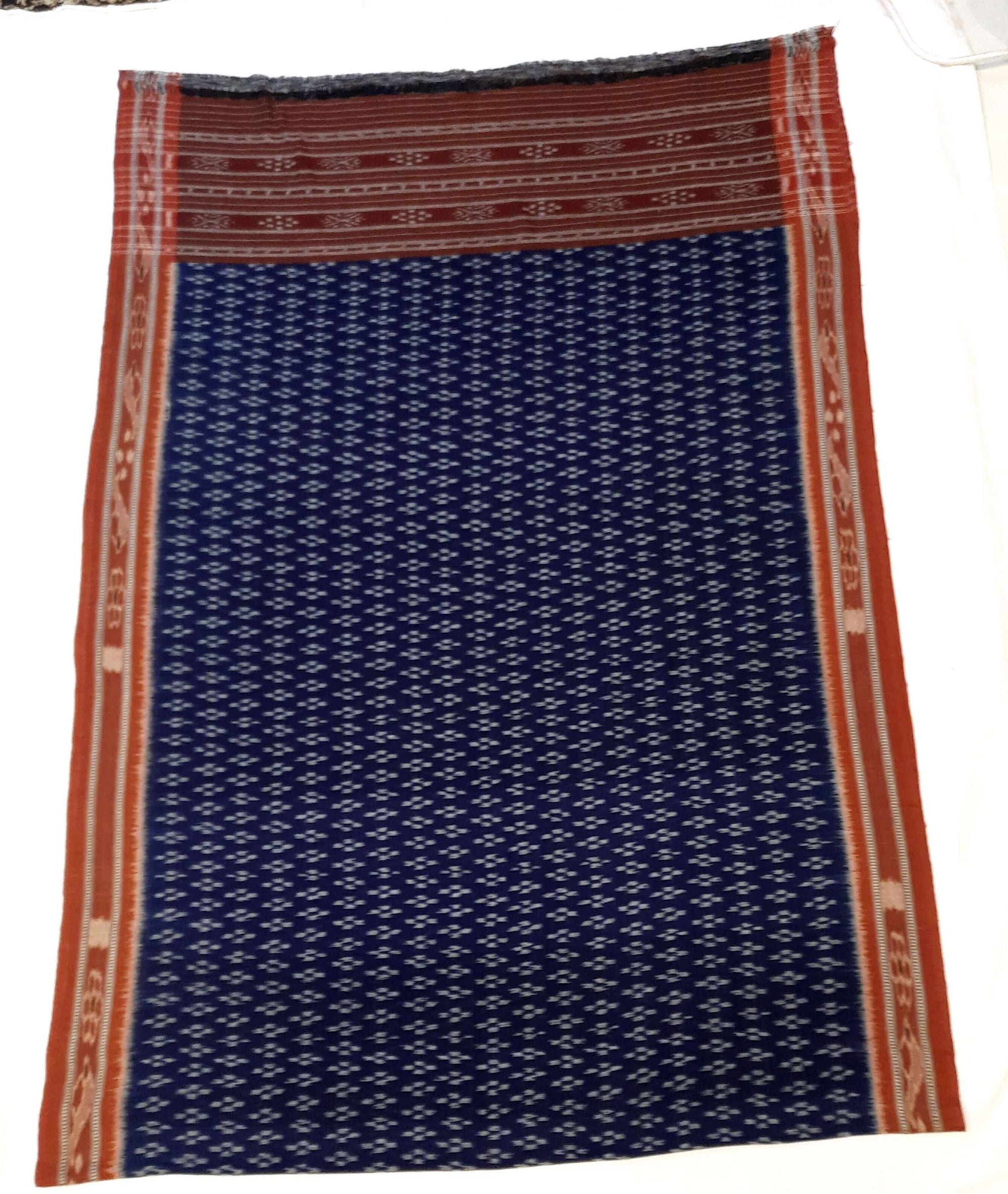 Blue and Rust Cotton Sambalpuri ikat Dupatta
