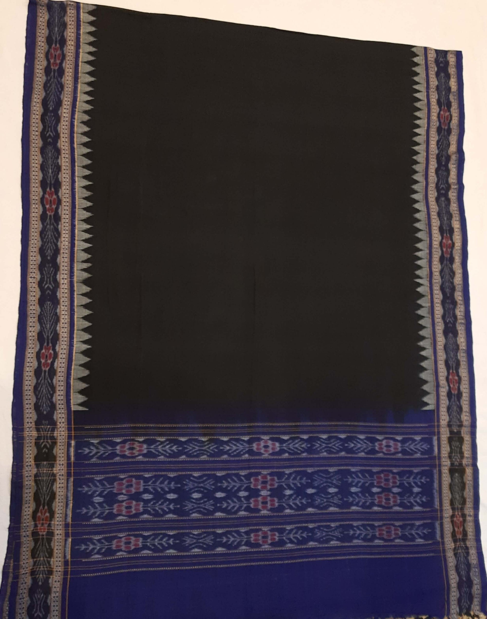 Black and Blue Cotton Sambalpuri Dupatta