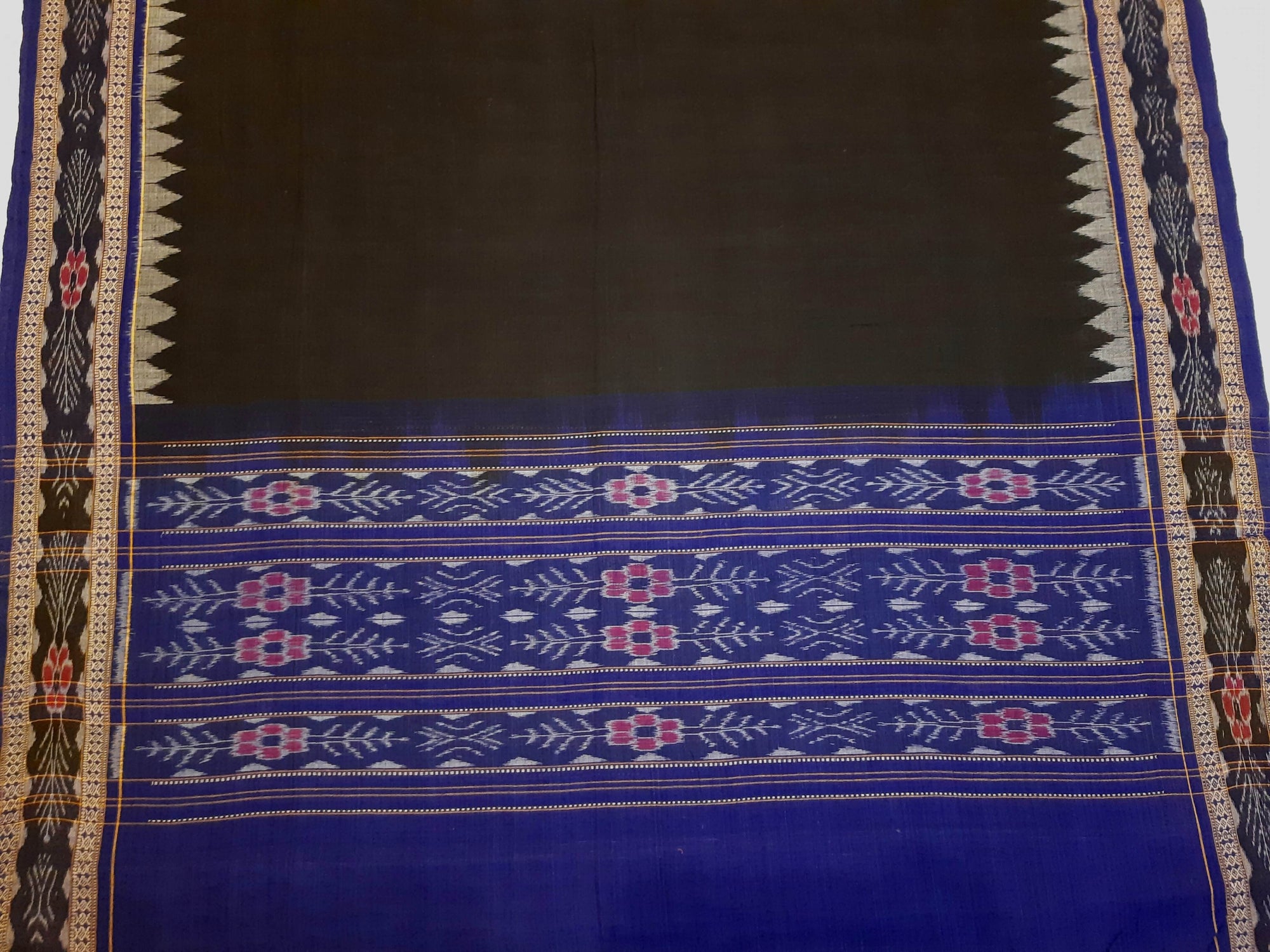 Black and Blue Cotton Sambalpuri Dupatta