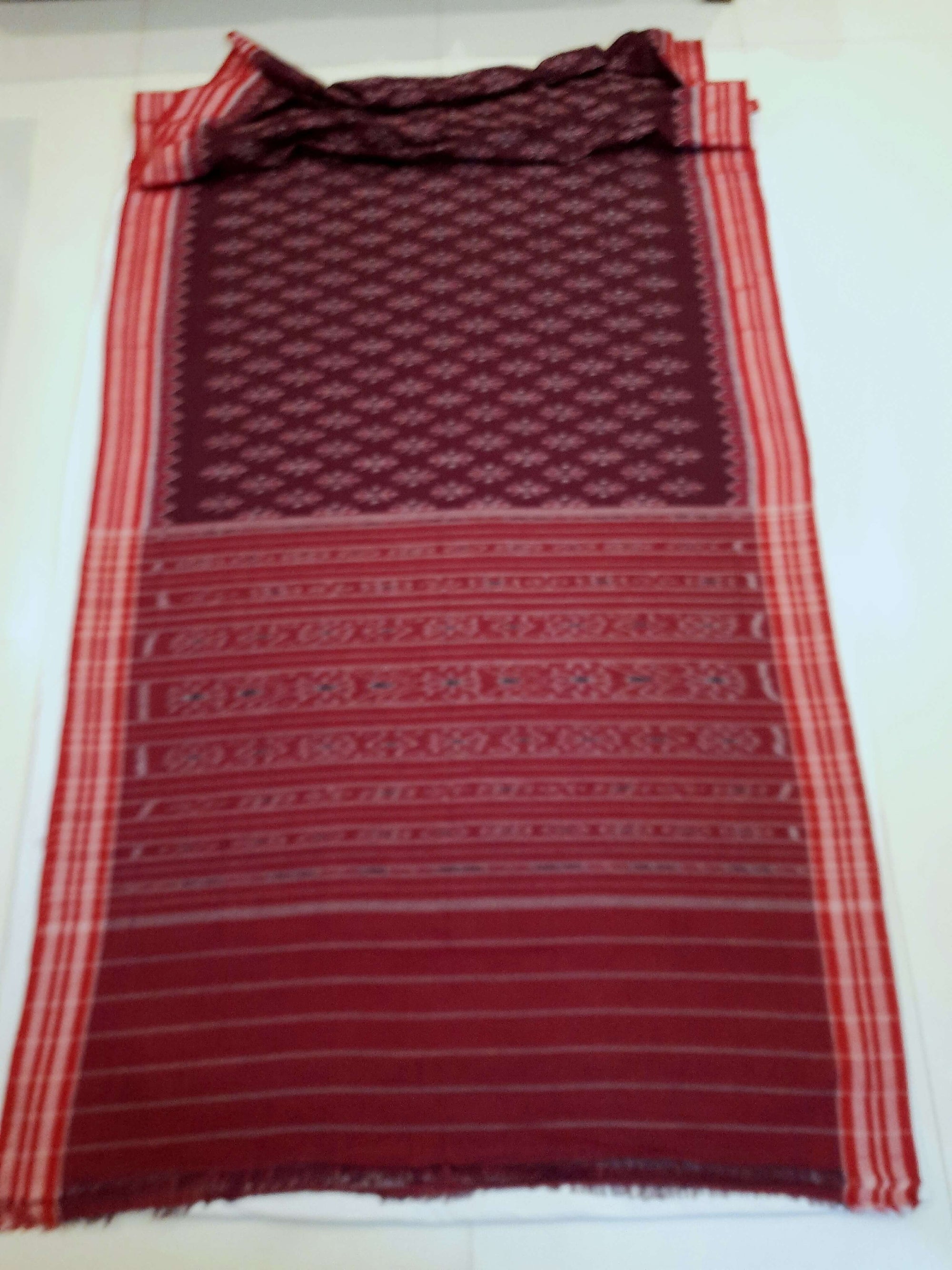 Purple with Pink Cotton Odisha Ikat saree with cotton ikat blouse piece