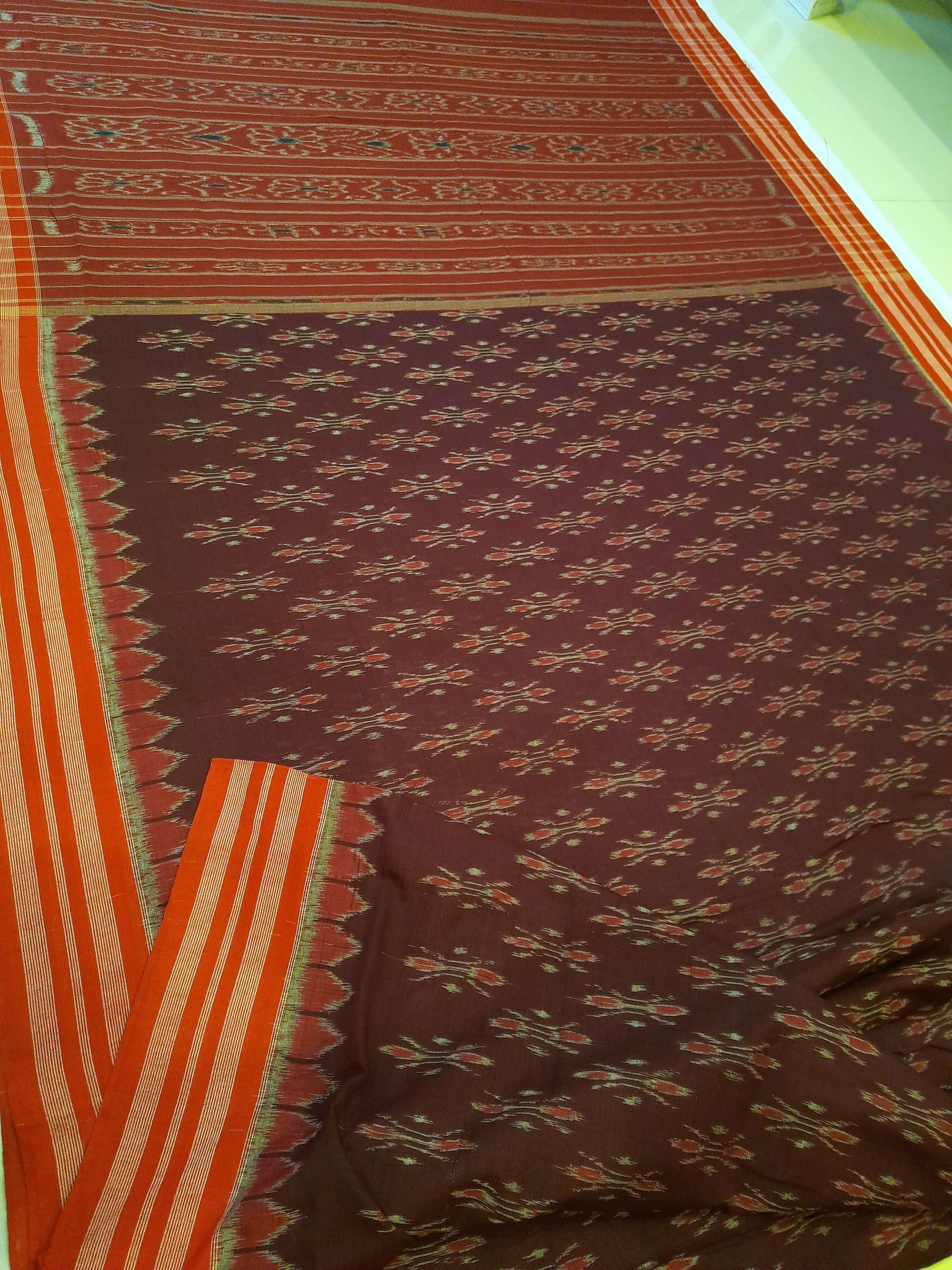 Purple with Pink Cotton Odisha Ikat saree with cotton ikat blouse piece