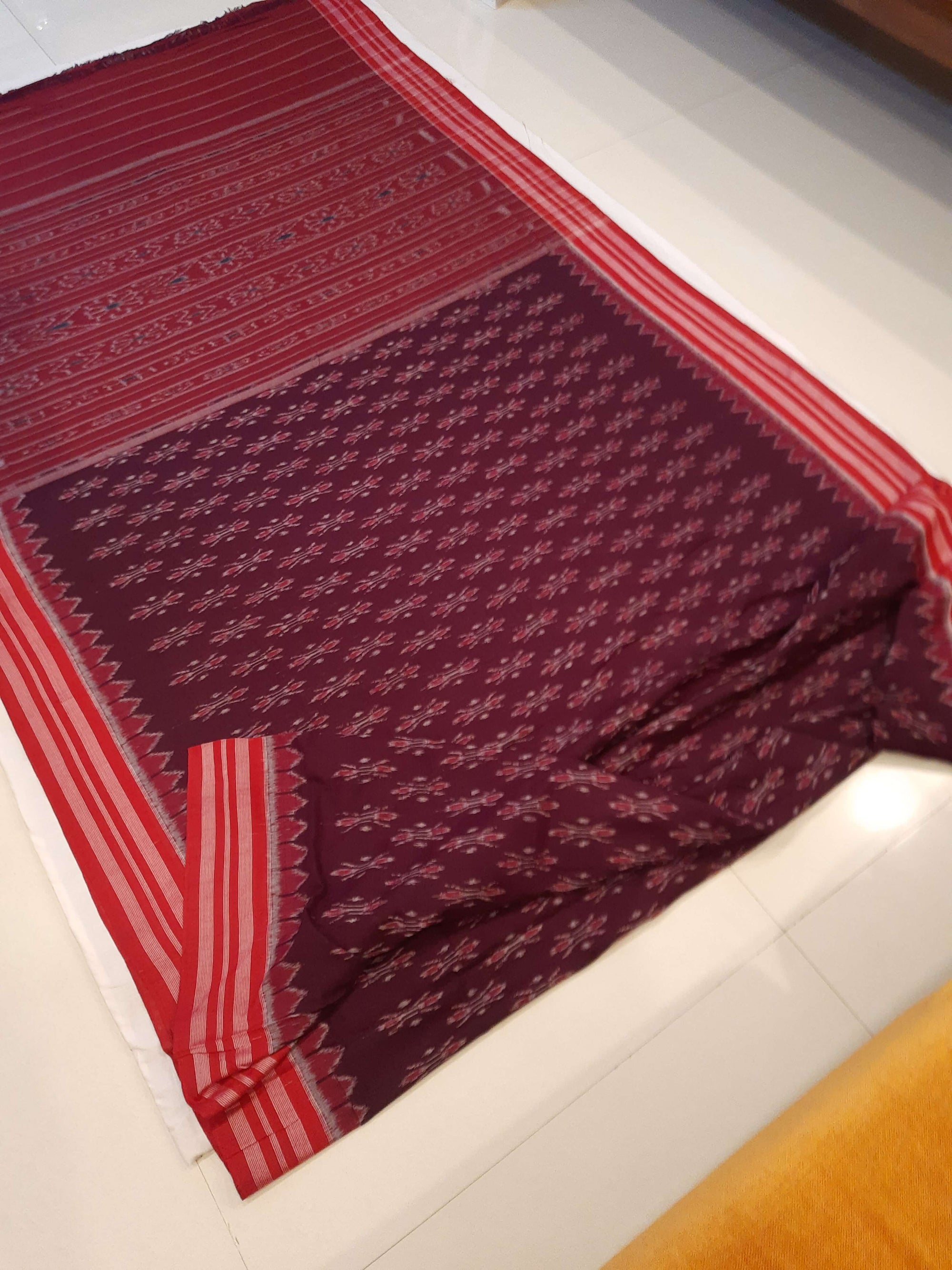 Purple with Pink Cotton Odisha Ikat saree with cotton ikat blouse piece