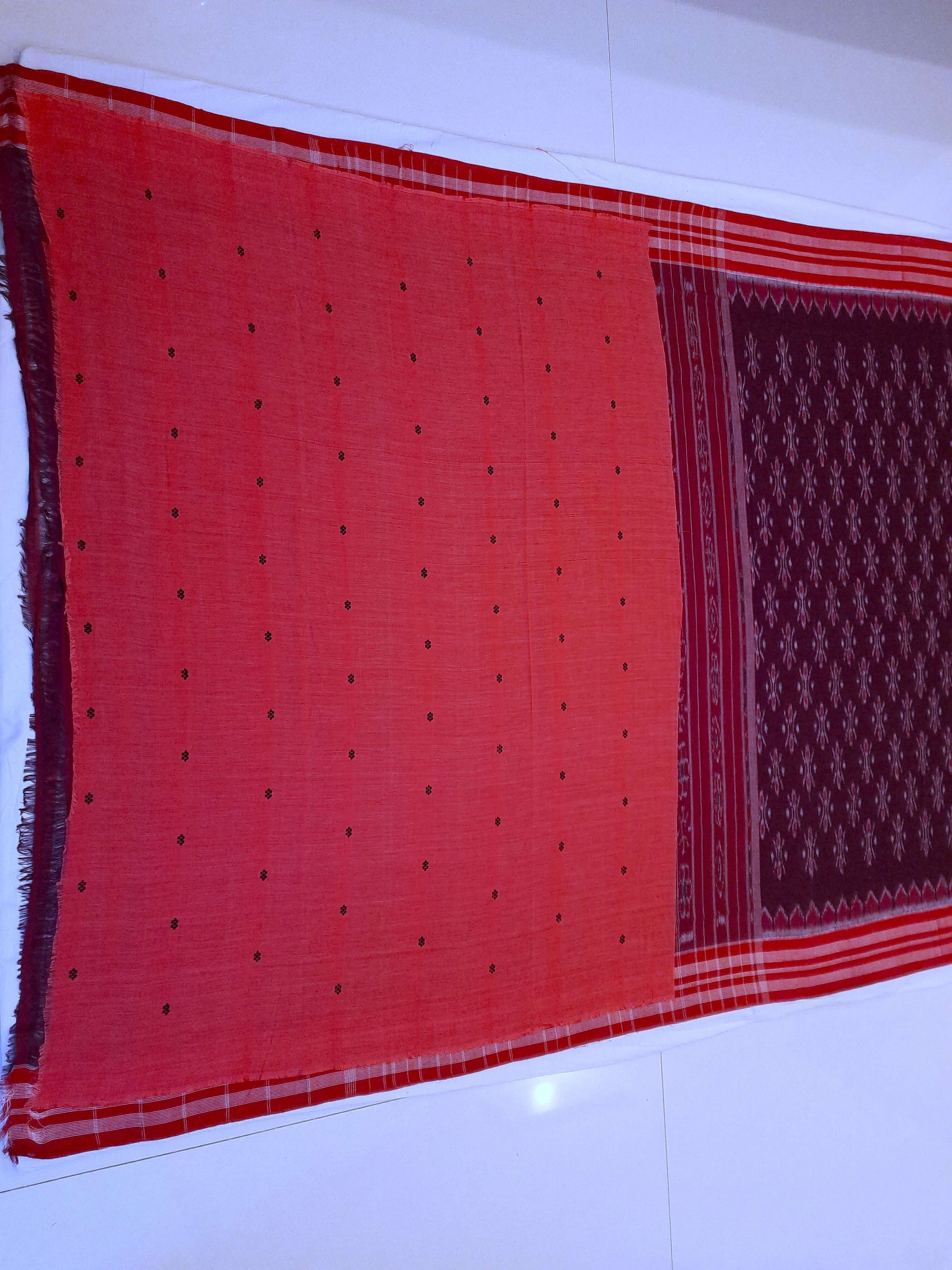 Purple with Pink Cotton Odisha Ikat saree with cotton ikat blouse piece