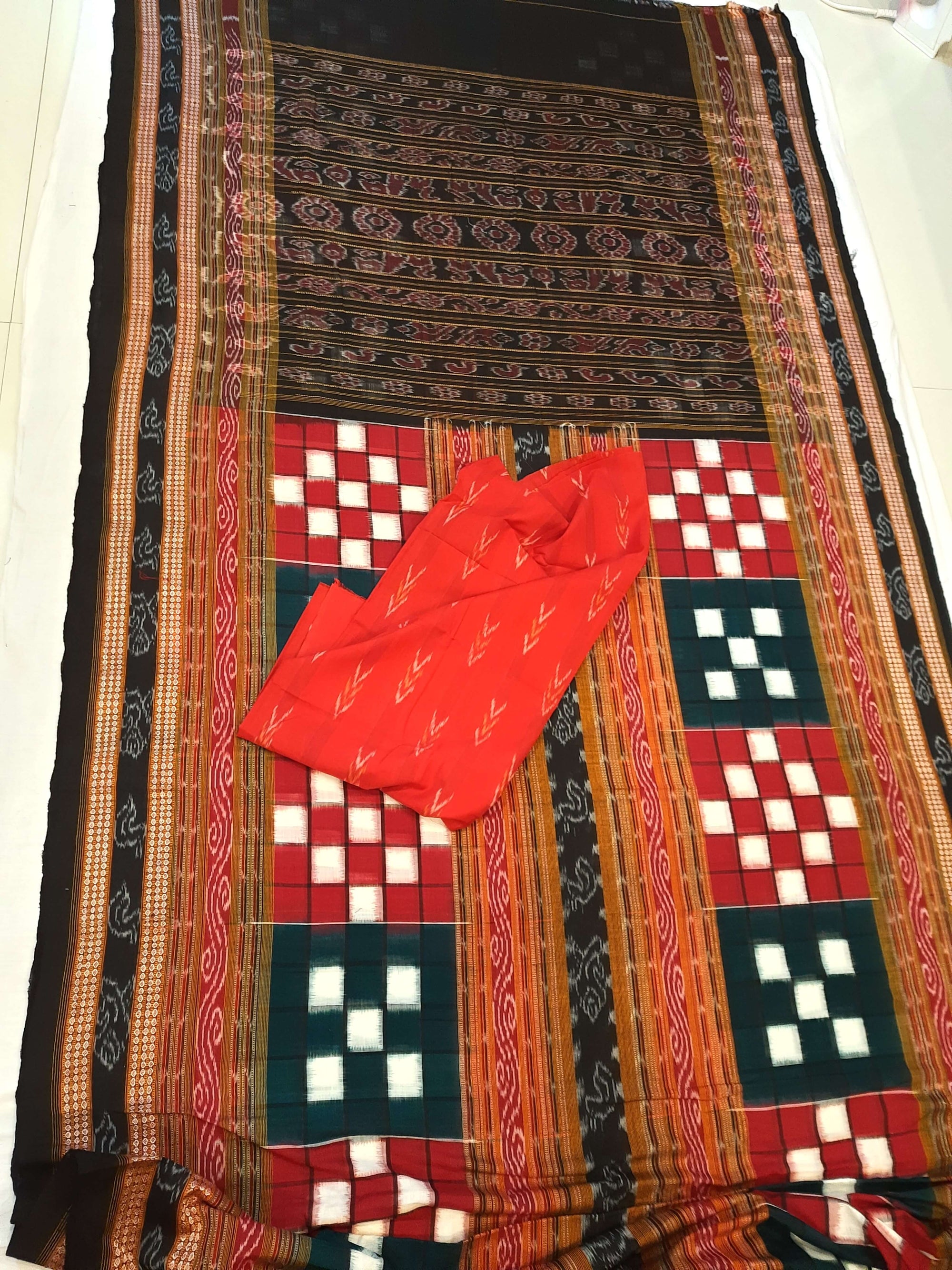 Bichitrapuri Sambalpuri  Cotton Saree with cotton ikat blouse piece